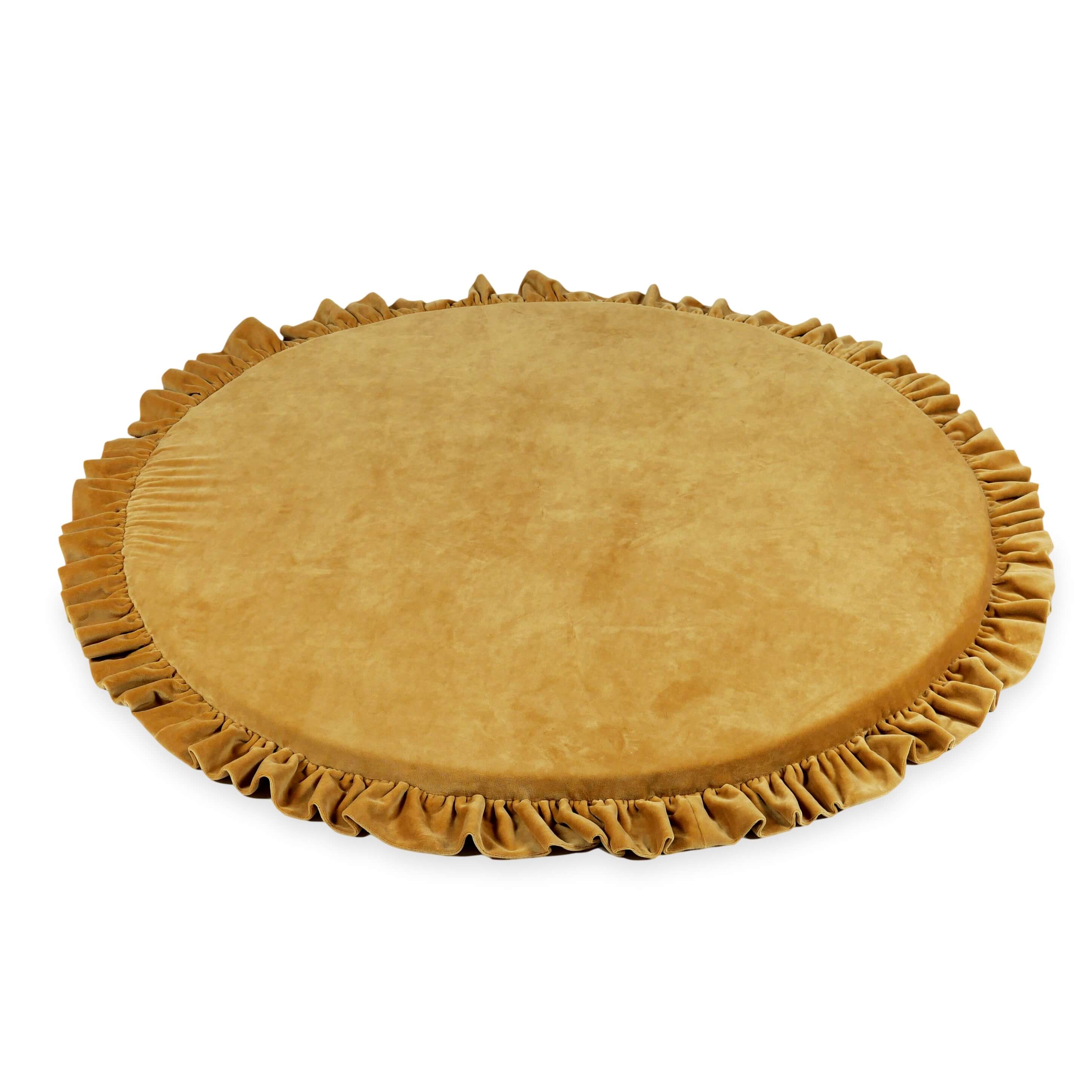 Round baby play mat 100cm with ruffle in soft velvet