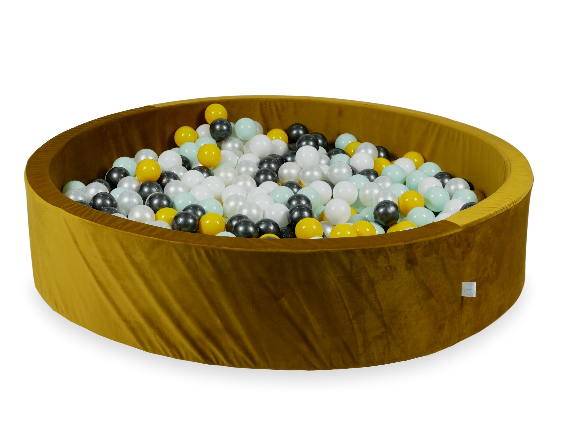 Gold velvet ball pit 130x30 cm with 600 balls
