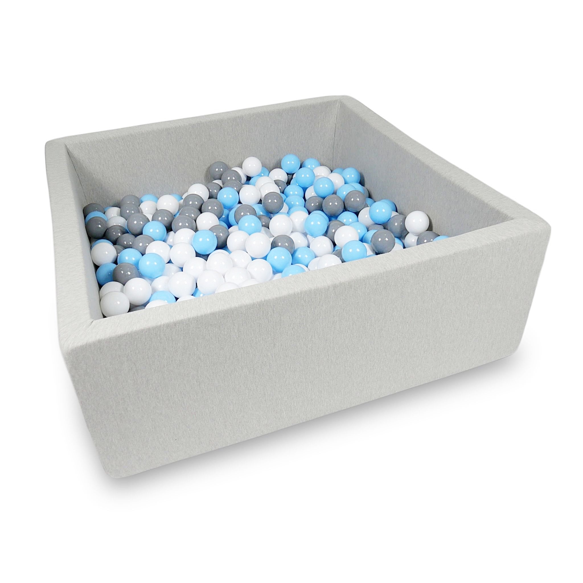 Square ball pit 110x110x40 cm in light gray, 600 balls