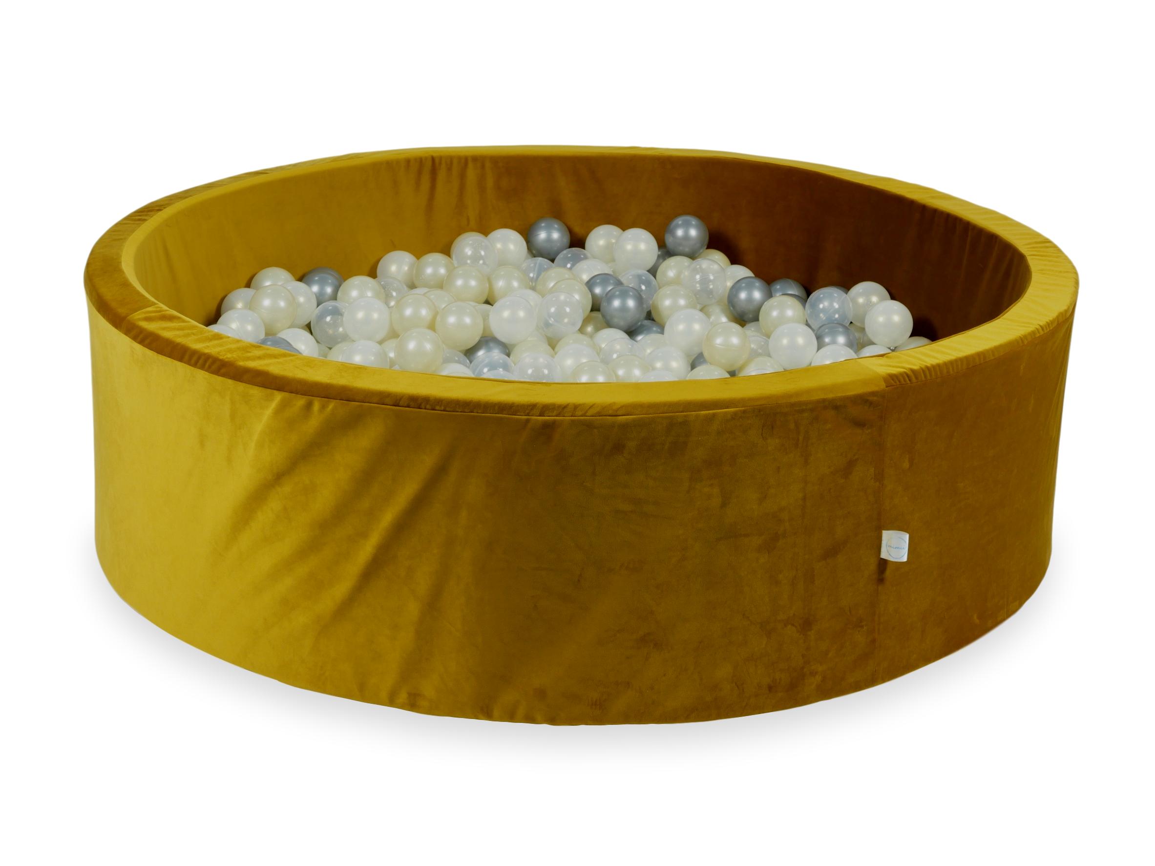 Samt-Bällebad goldfarben 130x40 cm mit 700 Bällen