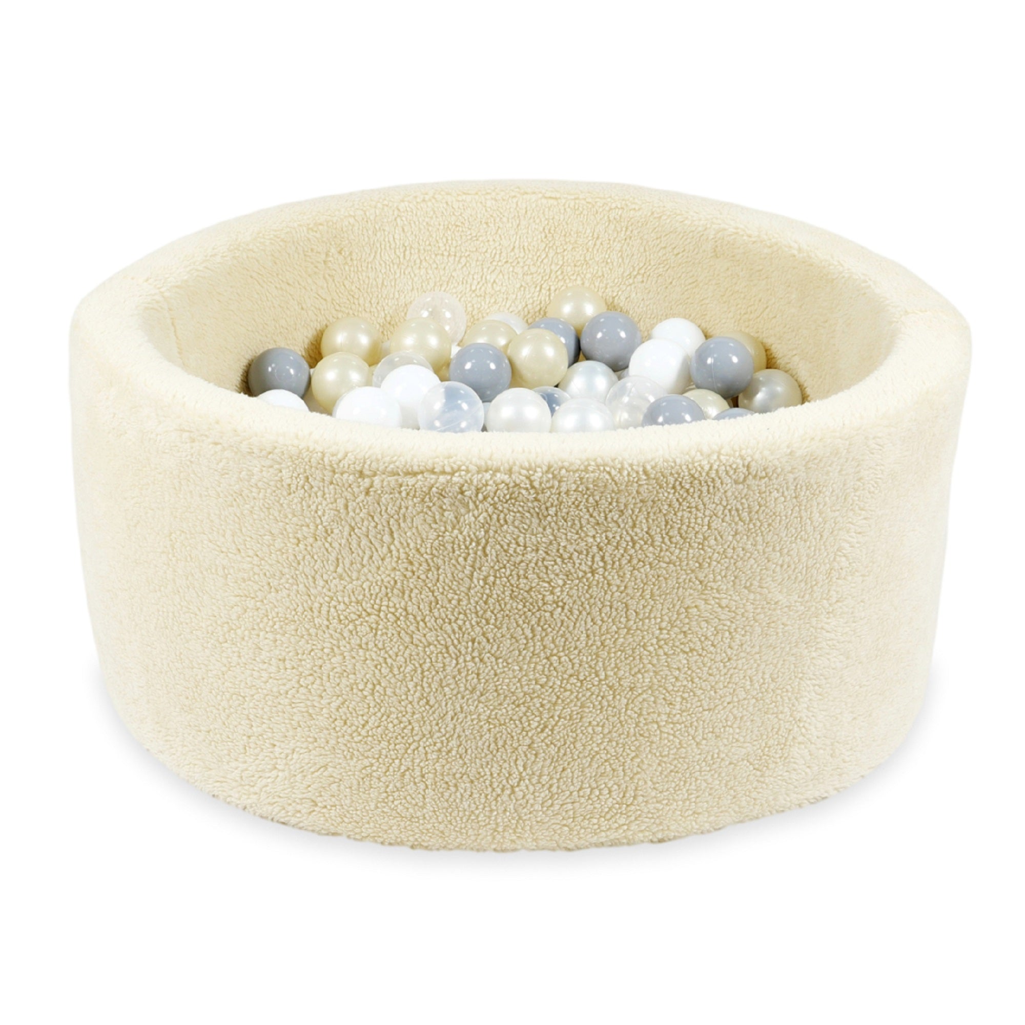 Bällebad aus Teddy-Stoff beige 90x40 cm mit 300 Bällen