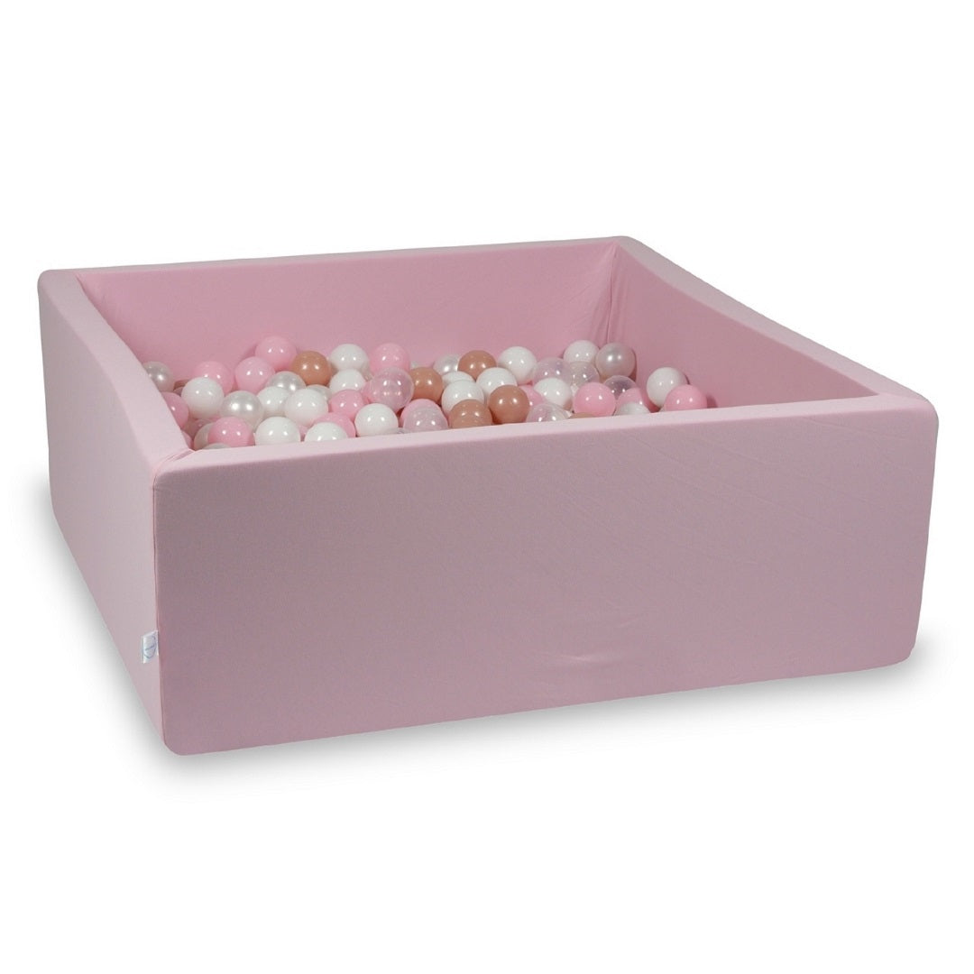 Square ball pit 110x110x40 cm in powder pink, 600 balls