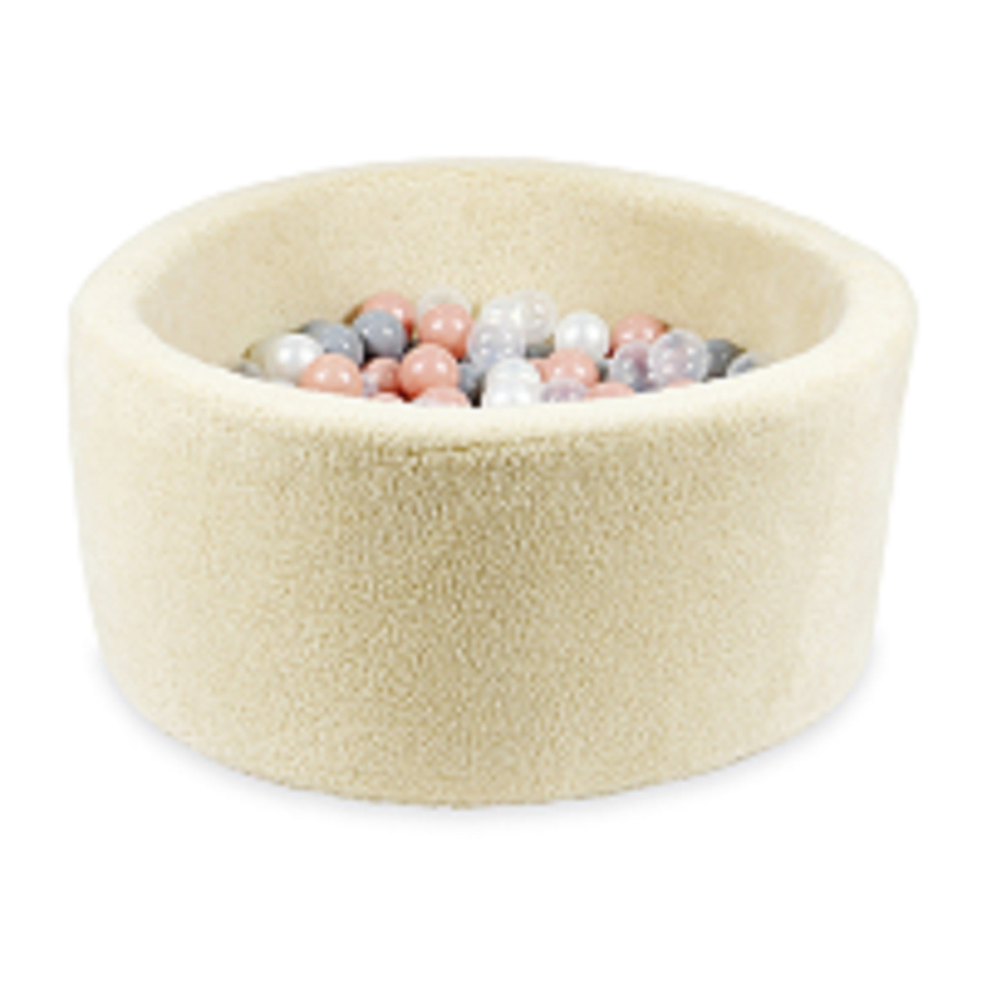 Bällebad aus Teddy-Stoff beige 90x40 cm mit 300 Bällen
