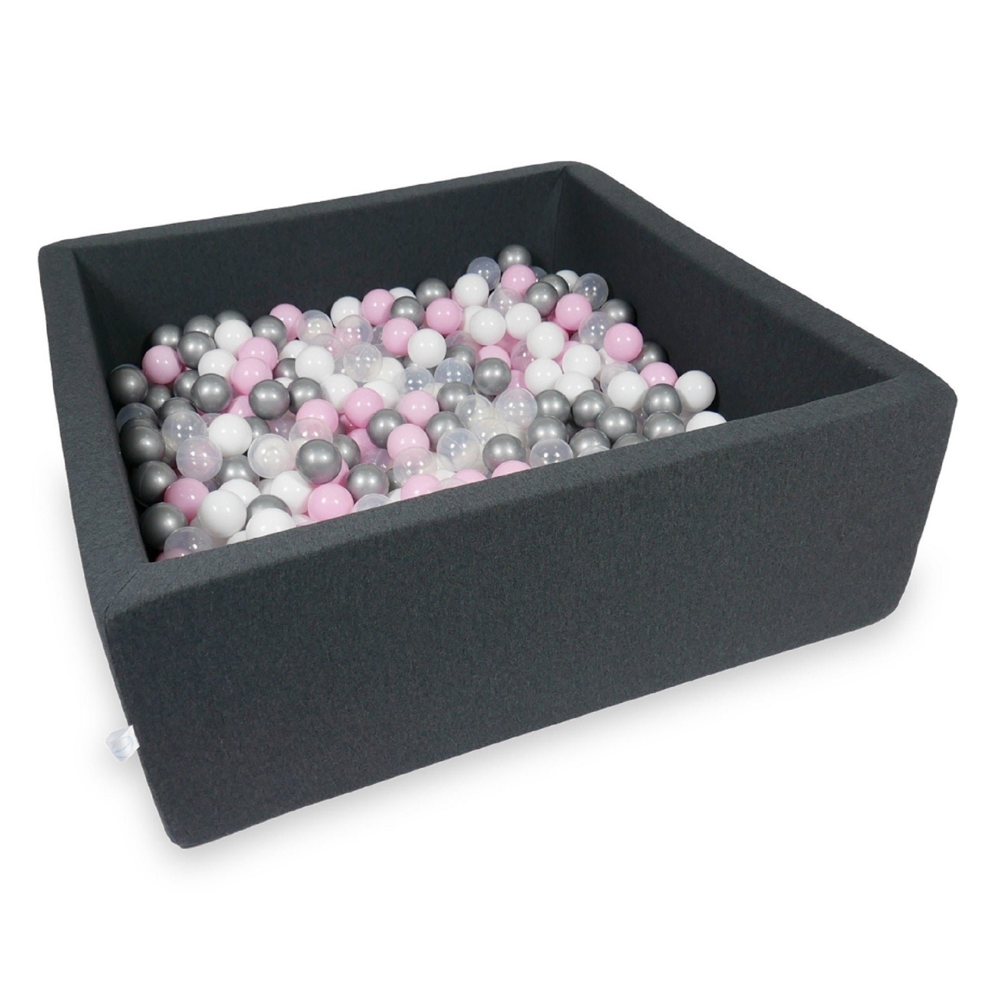 Square ball pit 110x110x40 cm in graphite, 600 balls