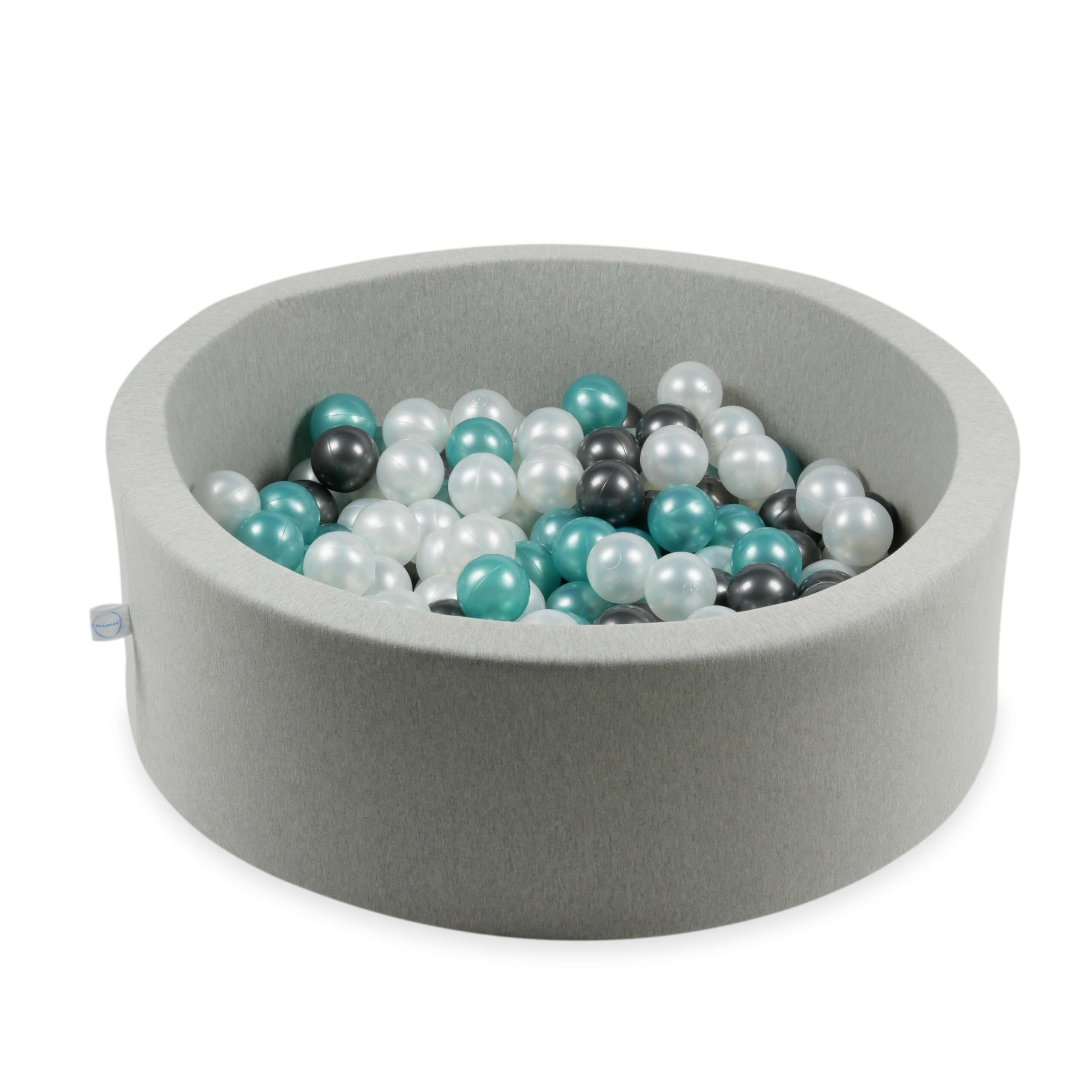 Play balls ø7cm 500 pieces pearl, metallic turquoise, metallic graphite
