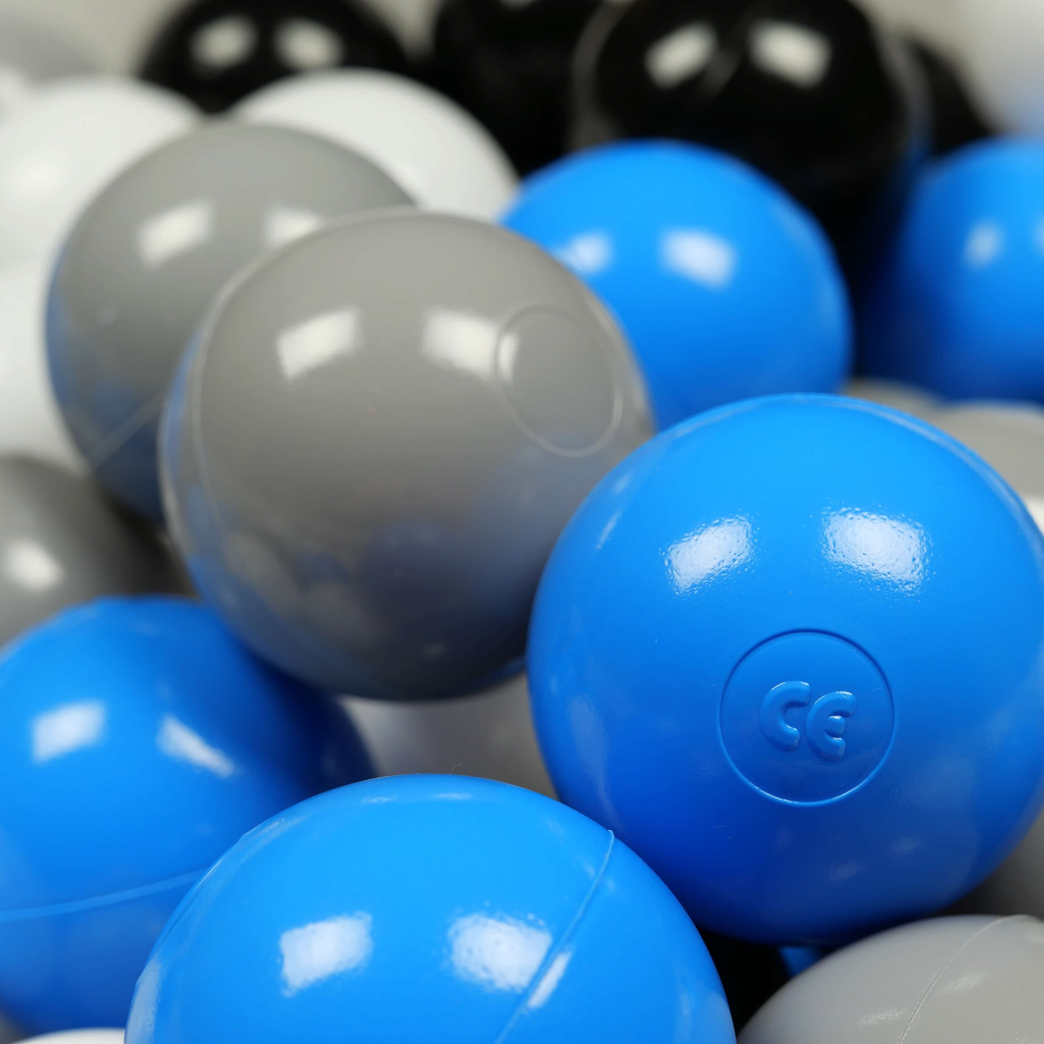 Play balls ø7cm 150 pieces white, gray, blue, black