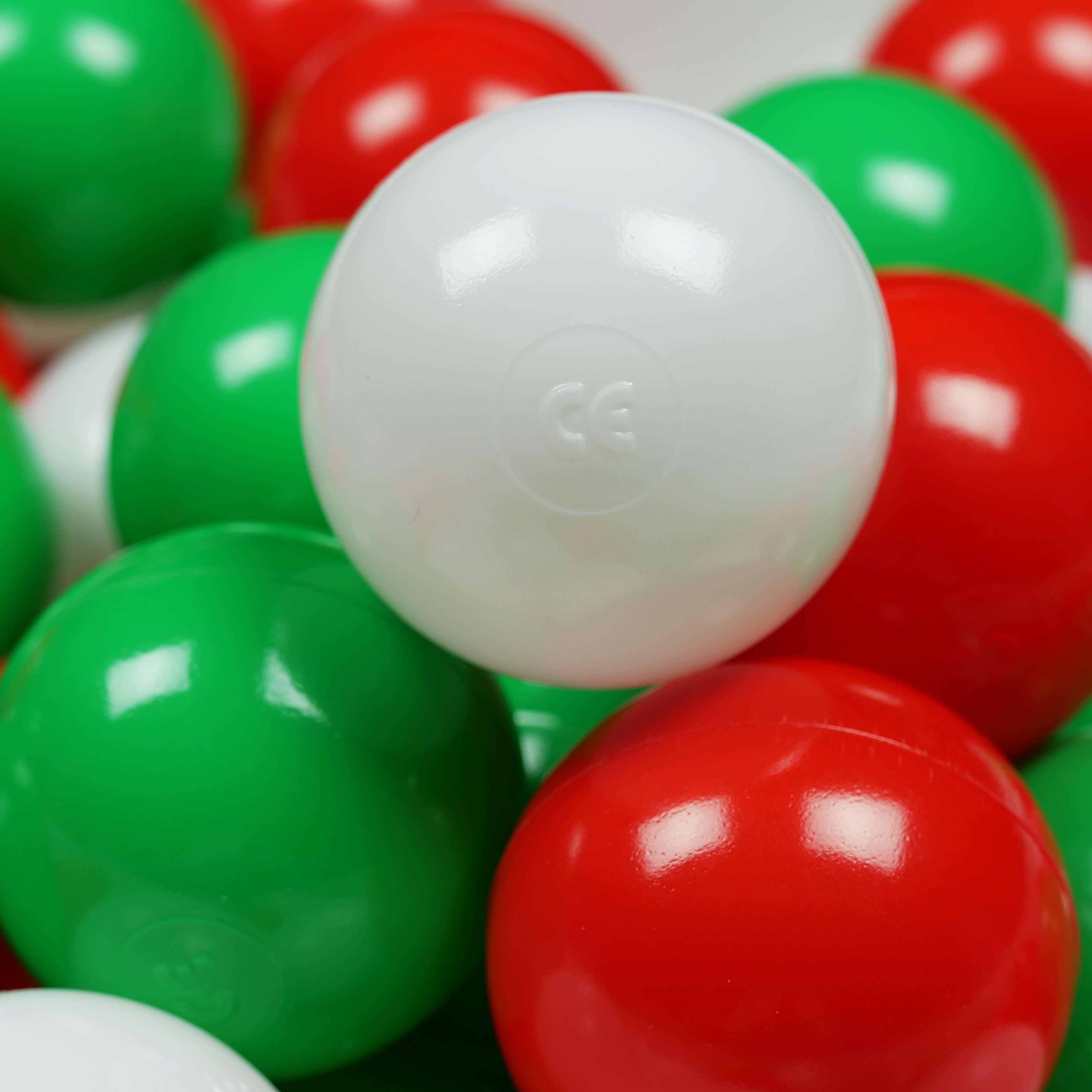 Play balls ø7cm 500 pieces white, green, red