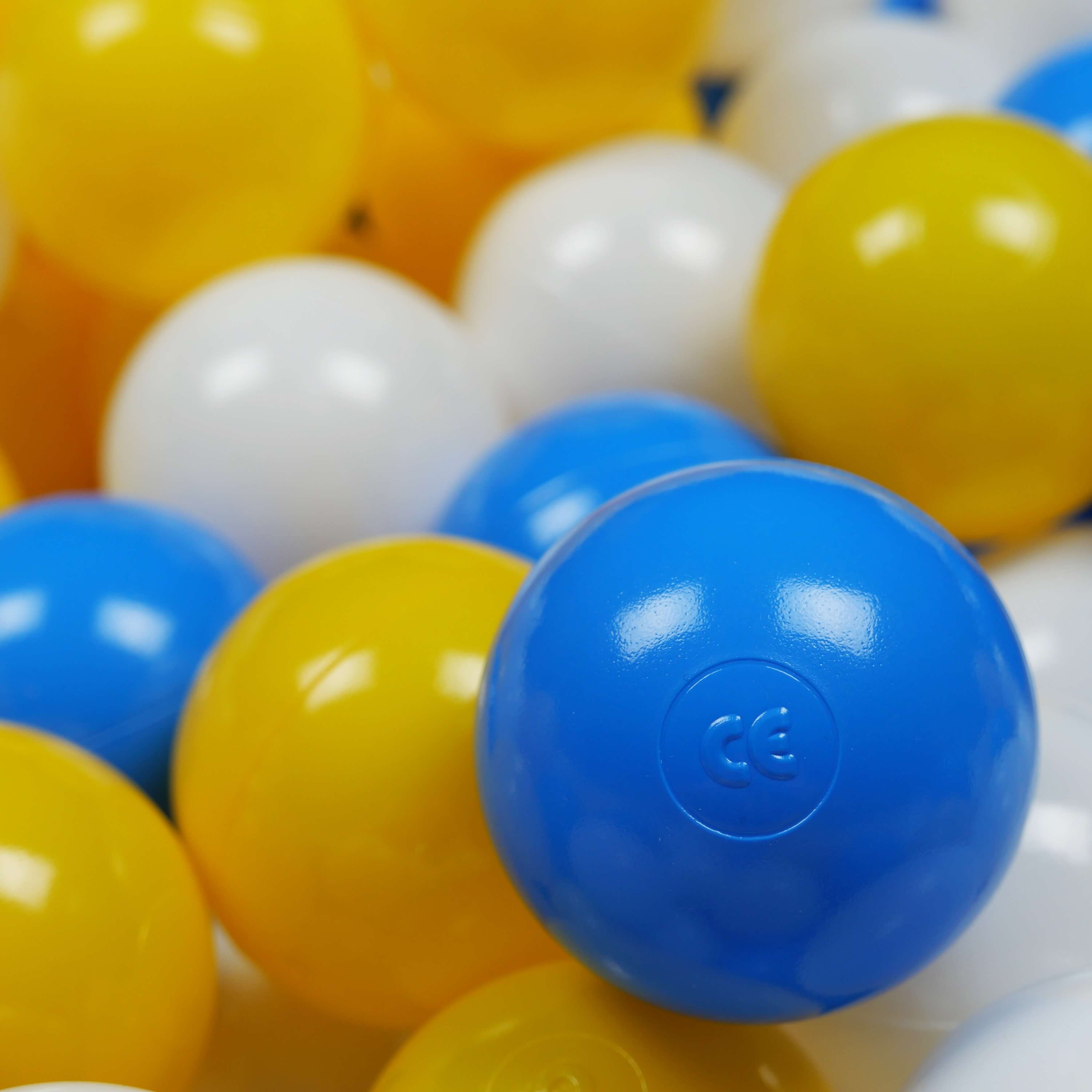 Play balls ø7cm 50 pieces white, yellow, blue