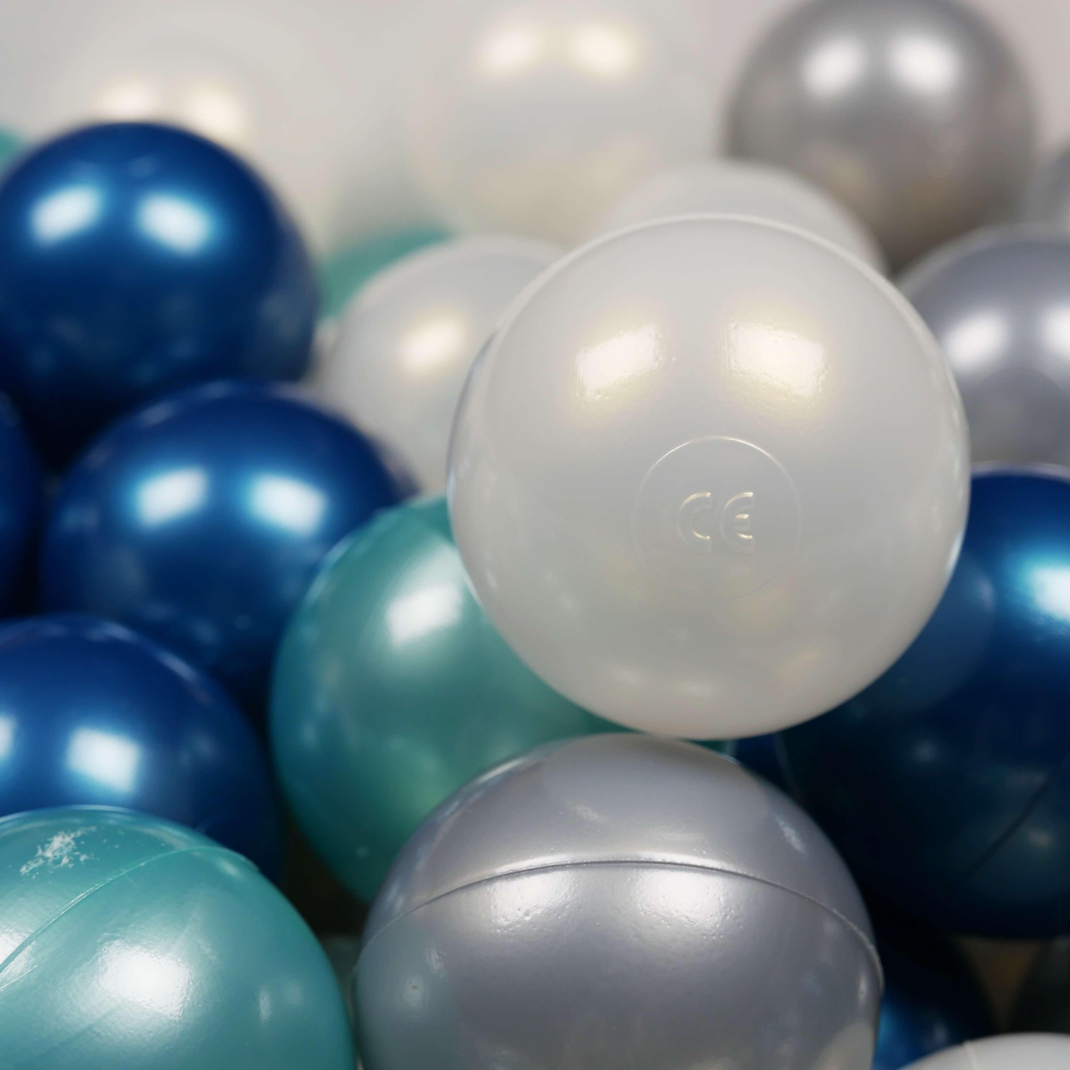 Game balls ø7cm 150 pieces metallic turquoise, metallic blue, iridescent, silver