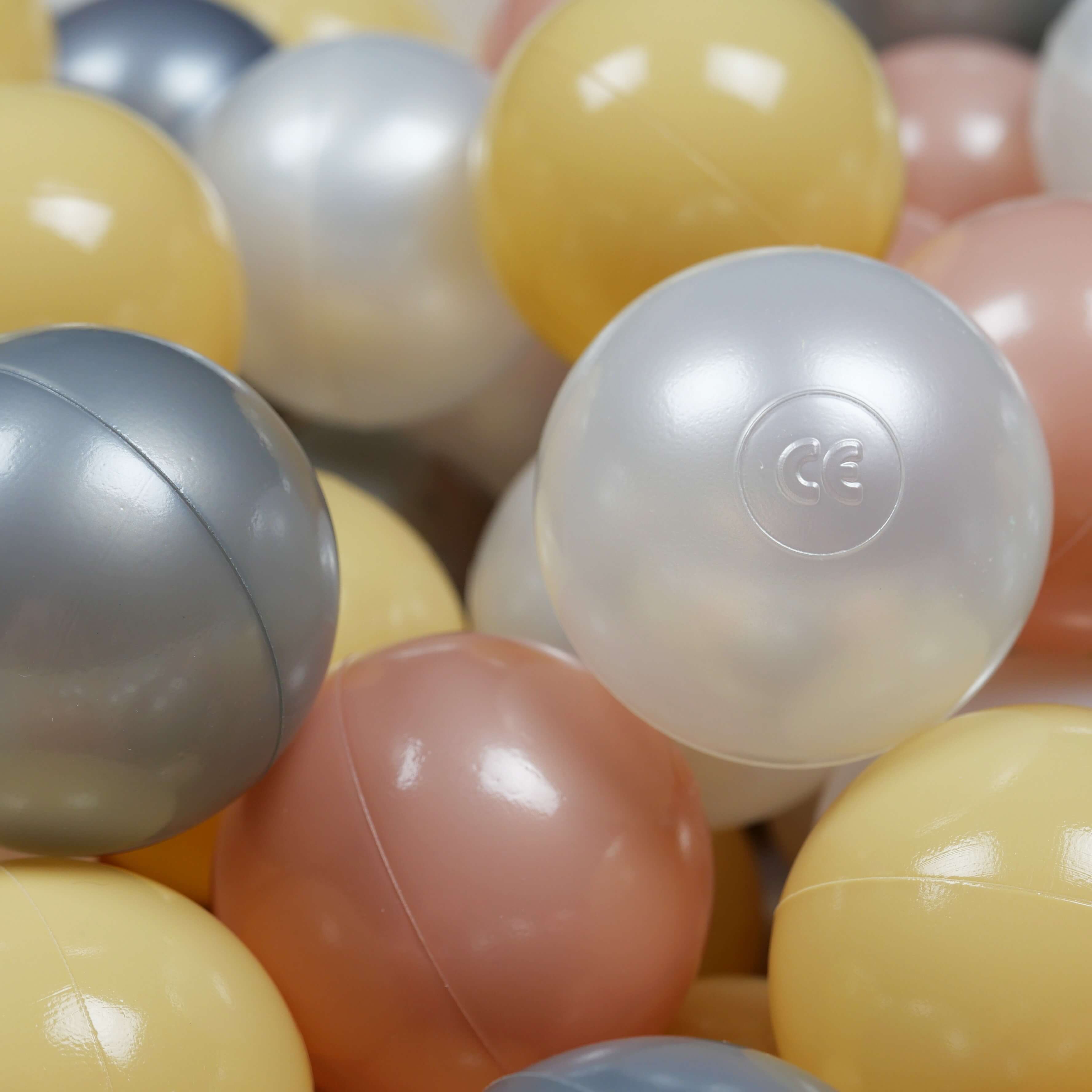 Balles de jeu ø7cm 25 pièces perle, dore rose, beige, argent