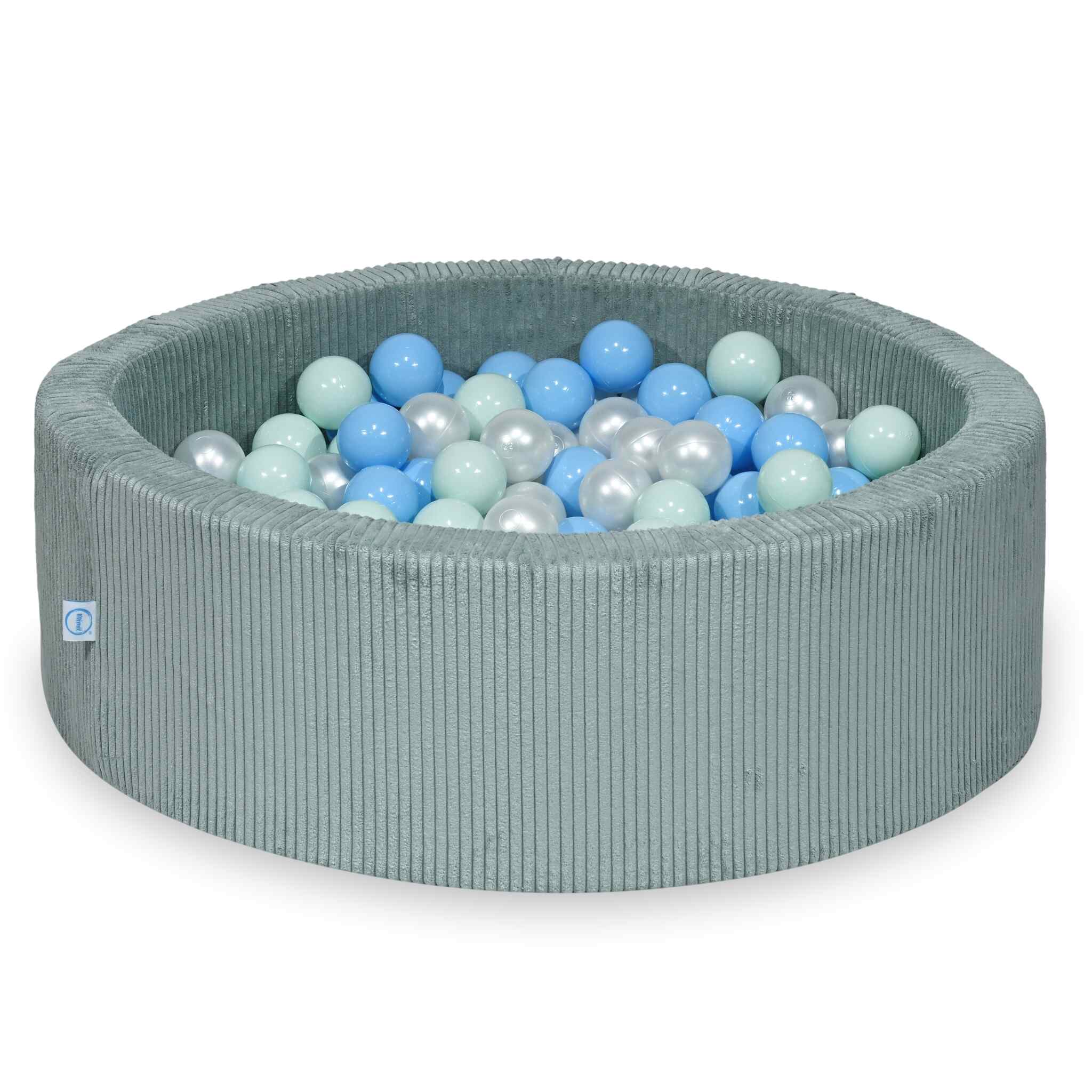 Ball Pit in corduroy light mint 90x30 cm with 200 balls