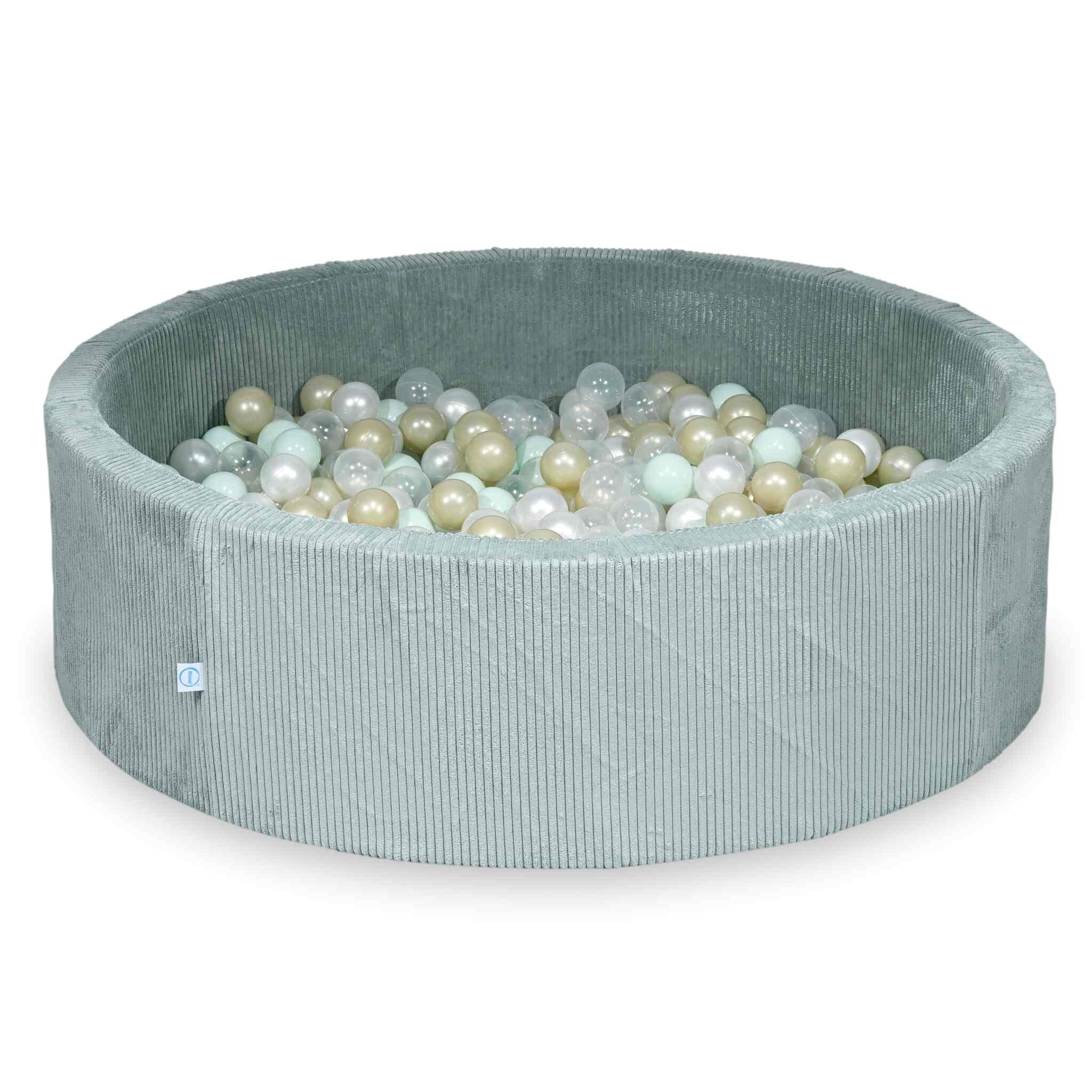 Ball Pit in corduroy light mint 130x40 cm with 700 balls