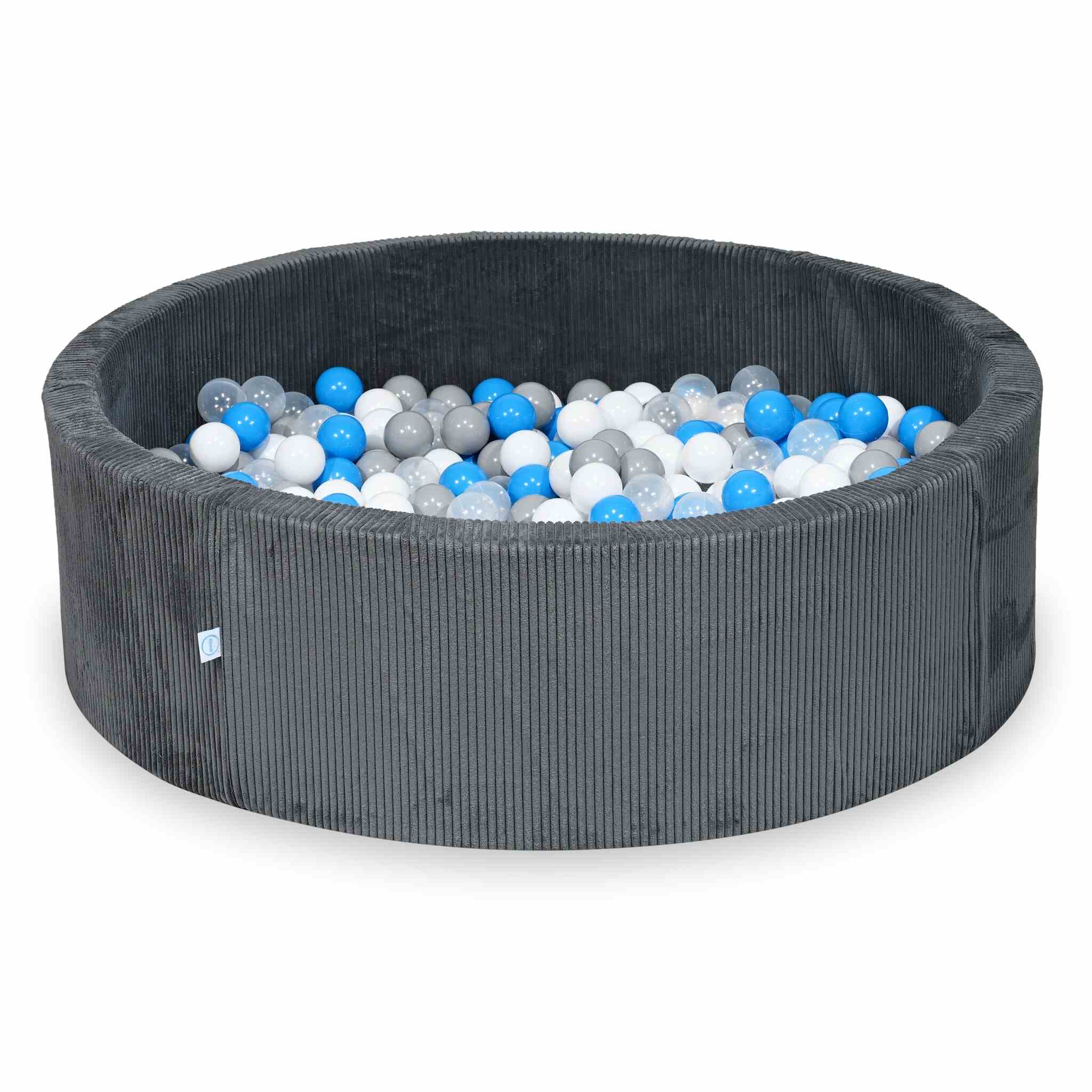 Ball Pit in corduroy graphite 130x40 cm with 700 balls