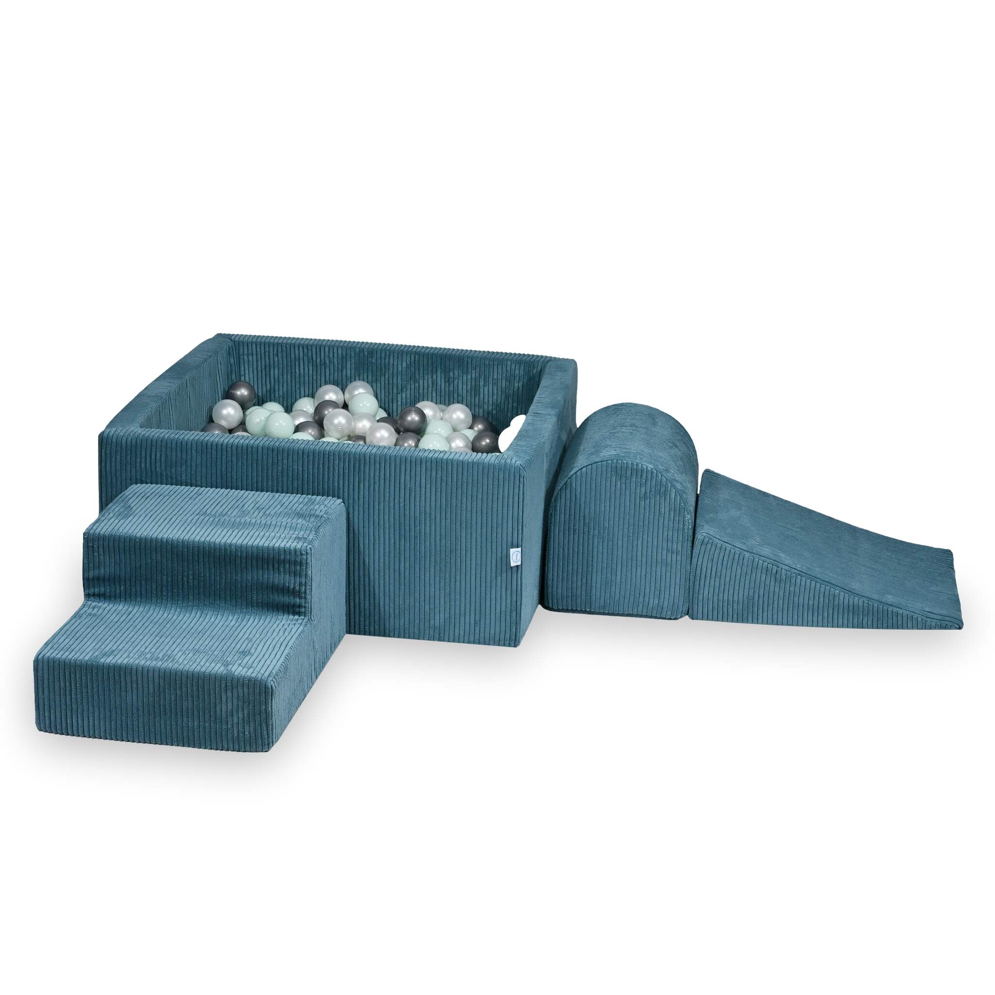 Foam playground with square ball pool children's play set 90x90x40 corduroy blue + 400 balls