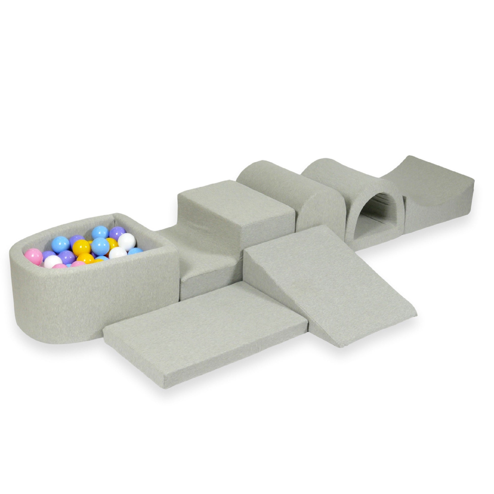 Largest foam play area with light gray micro ball pit + 100 balls