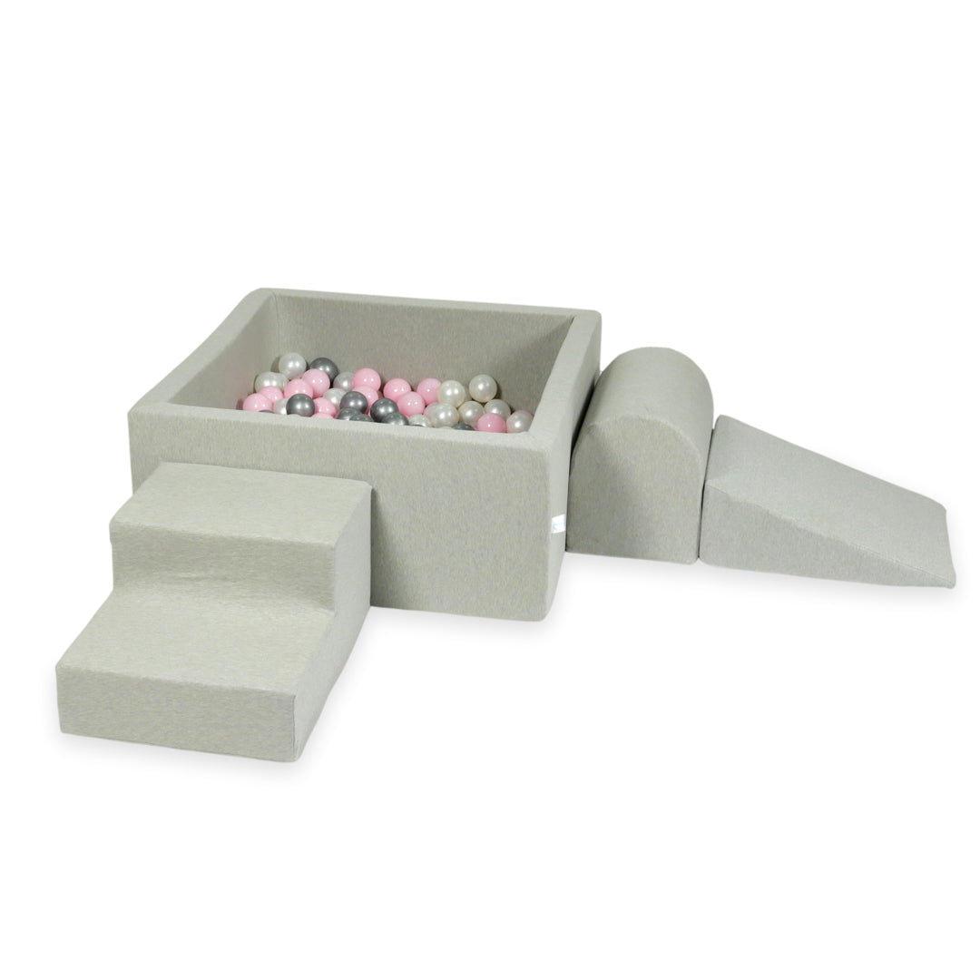 Foam play area with square ball pit children's play set 90x90x40 light gray + 400 balls