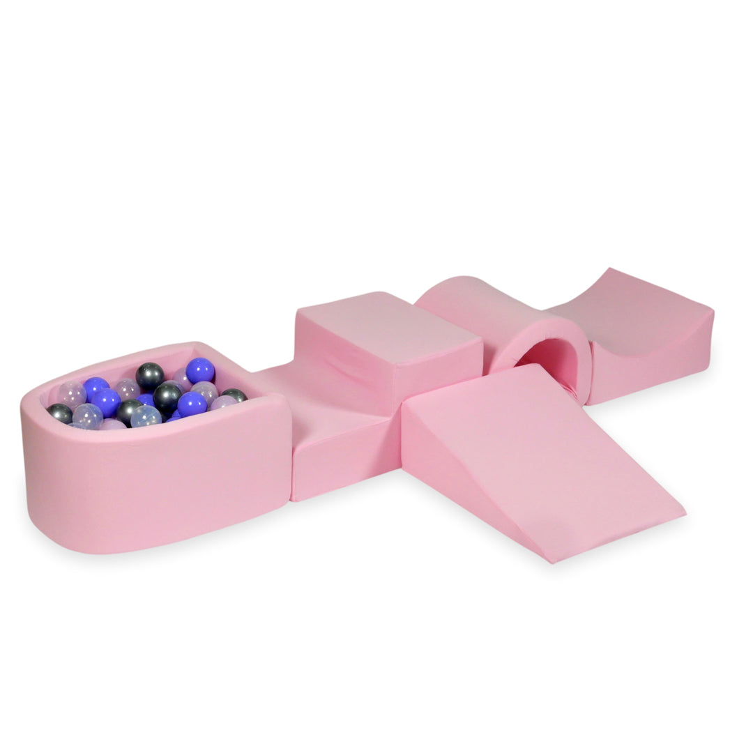 Foam play area with bridge and micro powder pink pool + 100 balls