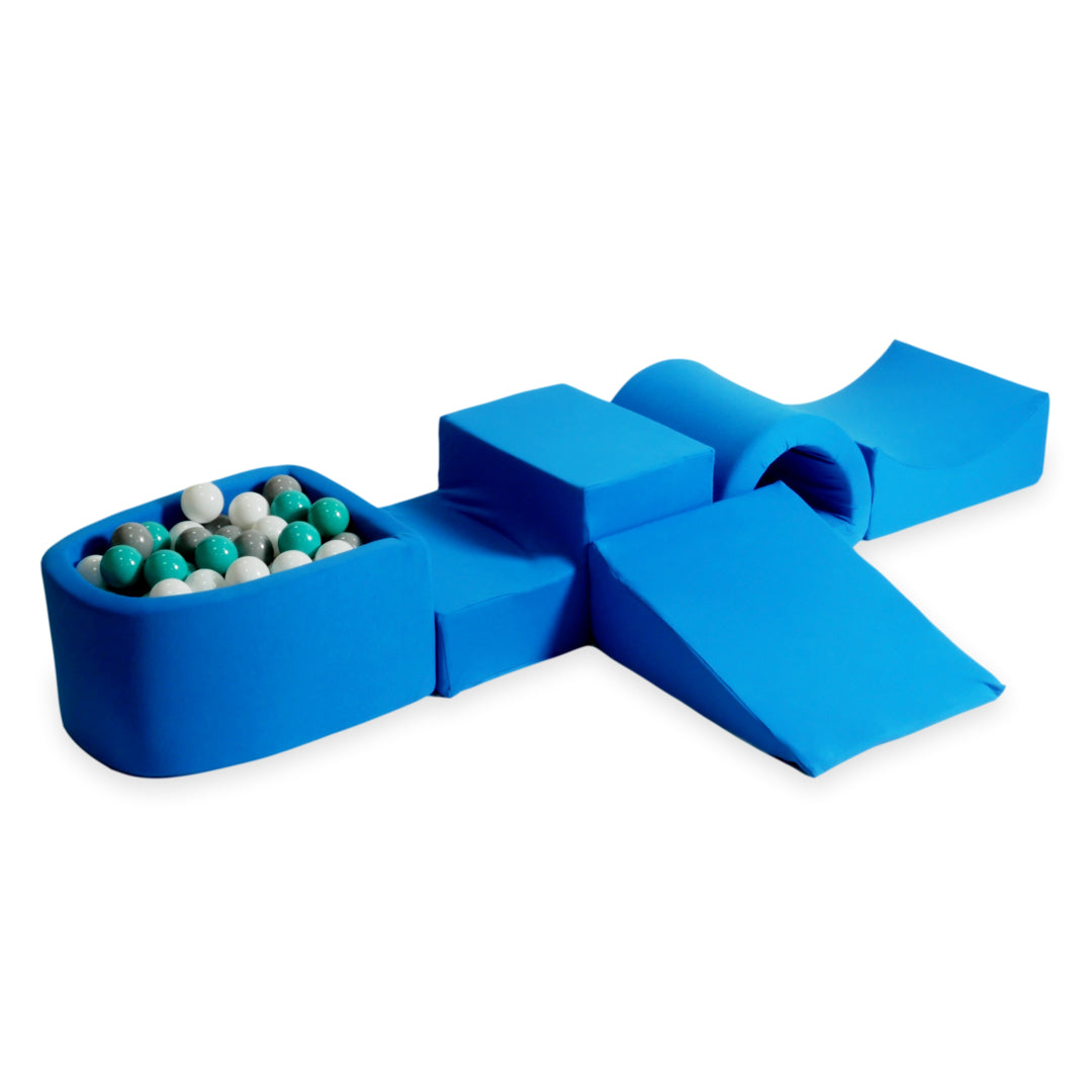 Foam play area with bridge and micro blue pool + 100 balls