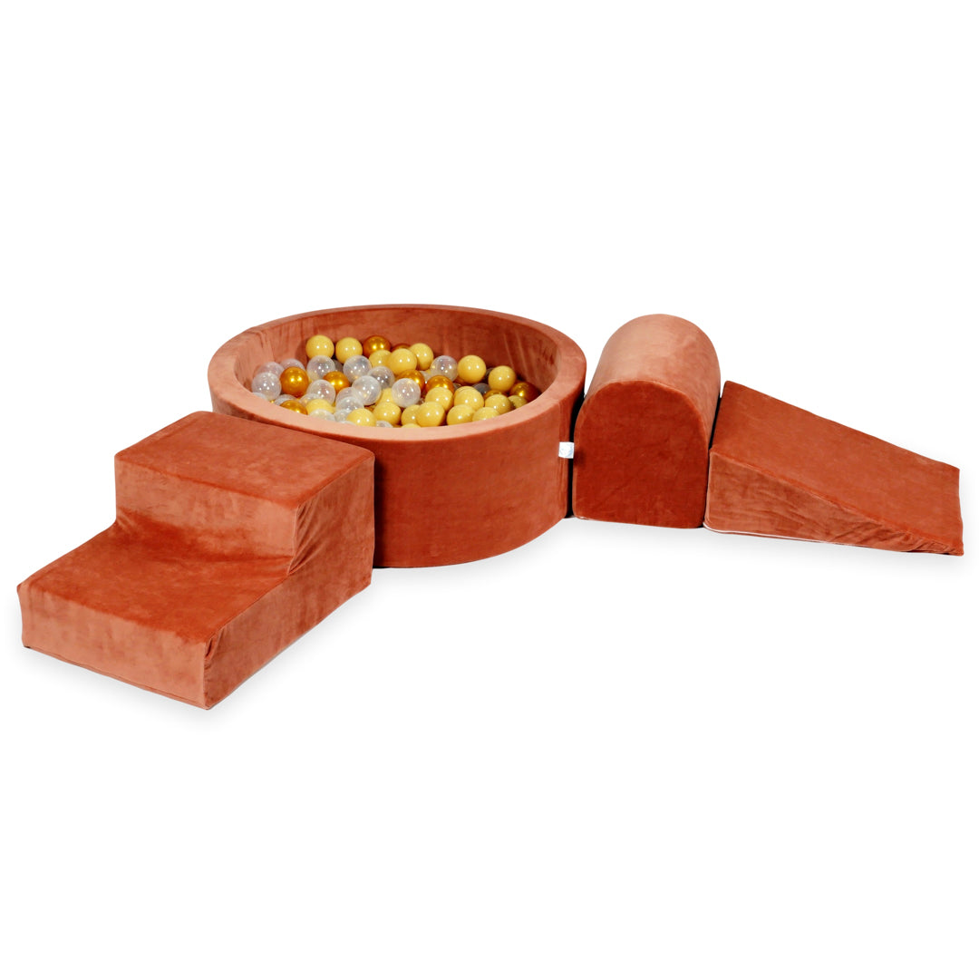 Foam play area with round pool 90x30 velvet soft canyon clay + 200 balls