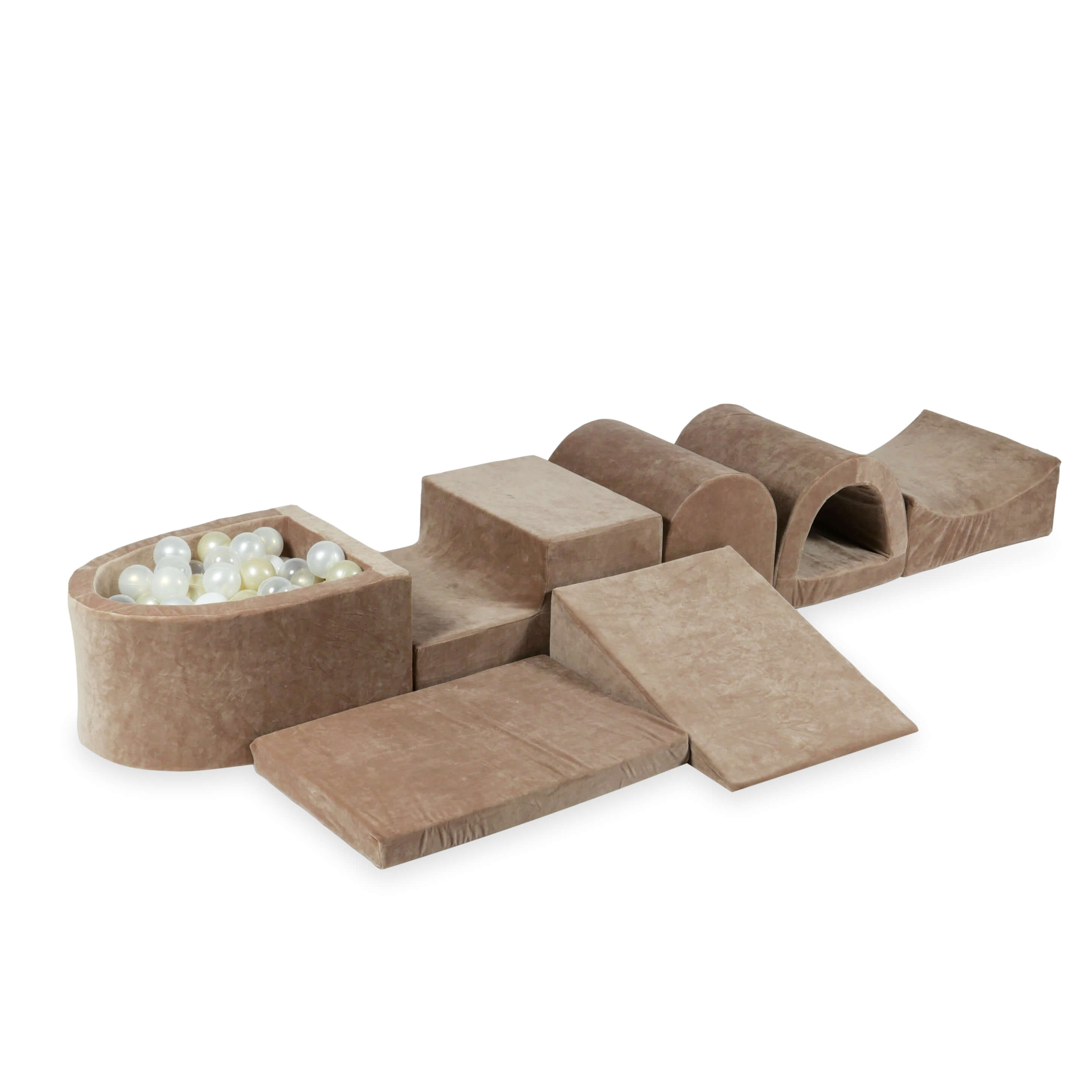 Larger foam play area with micro velvet soft brown pool + 100 balls