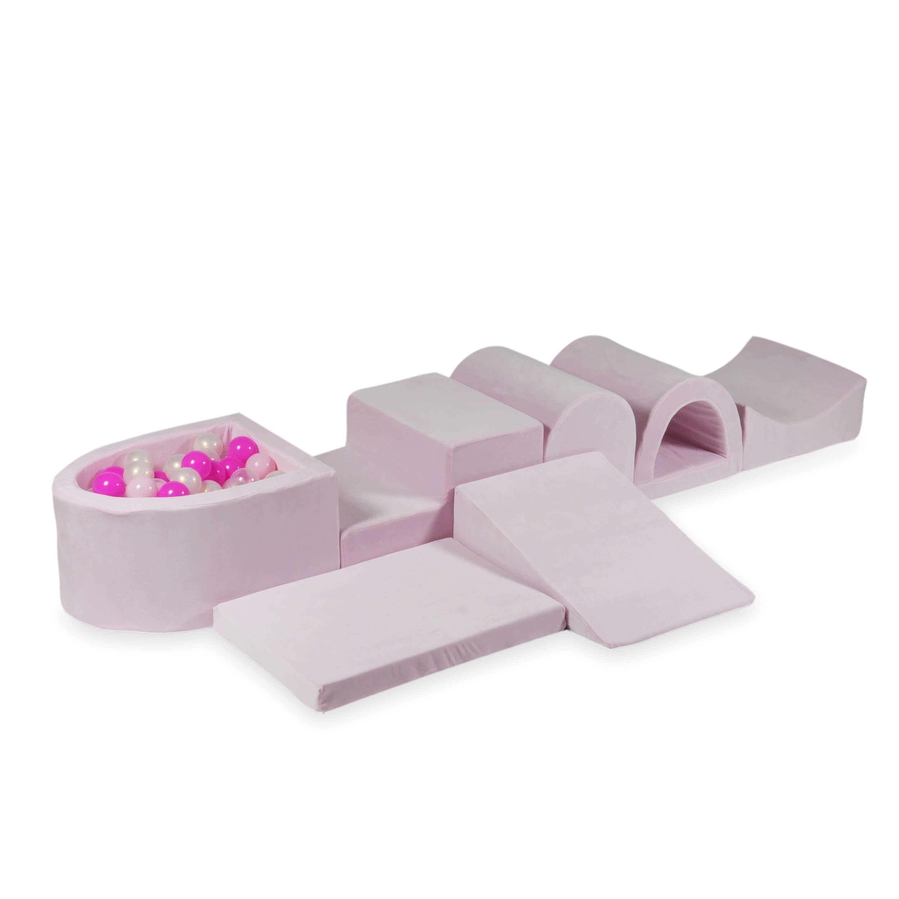 Parco giochi grande in schiuma con piscina micro Velluto Soft light pink + 100 palline