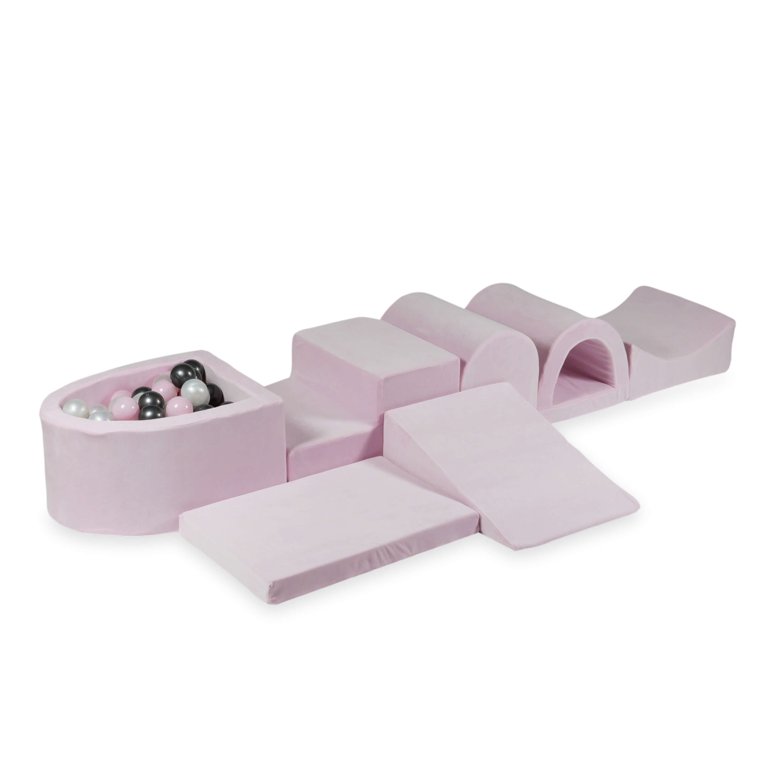 Parco giochi grande in schiuma con piscina micro Velluto Soft light pink + 100 palline