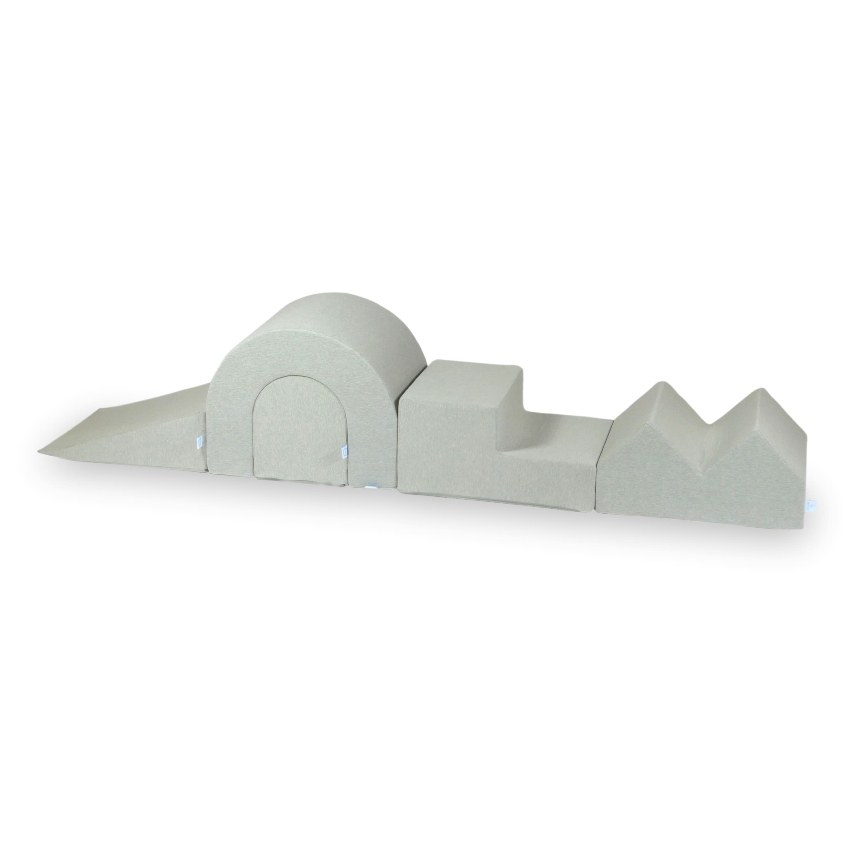 Foam play area with round pool 90x30 light gray + 5 elements + 200 balls