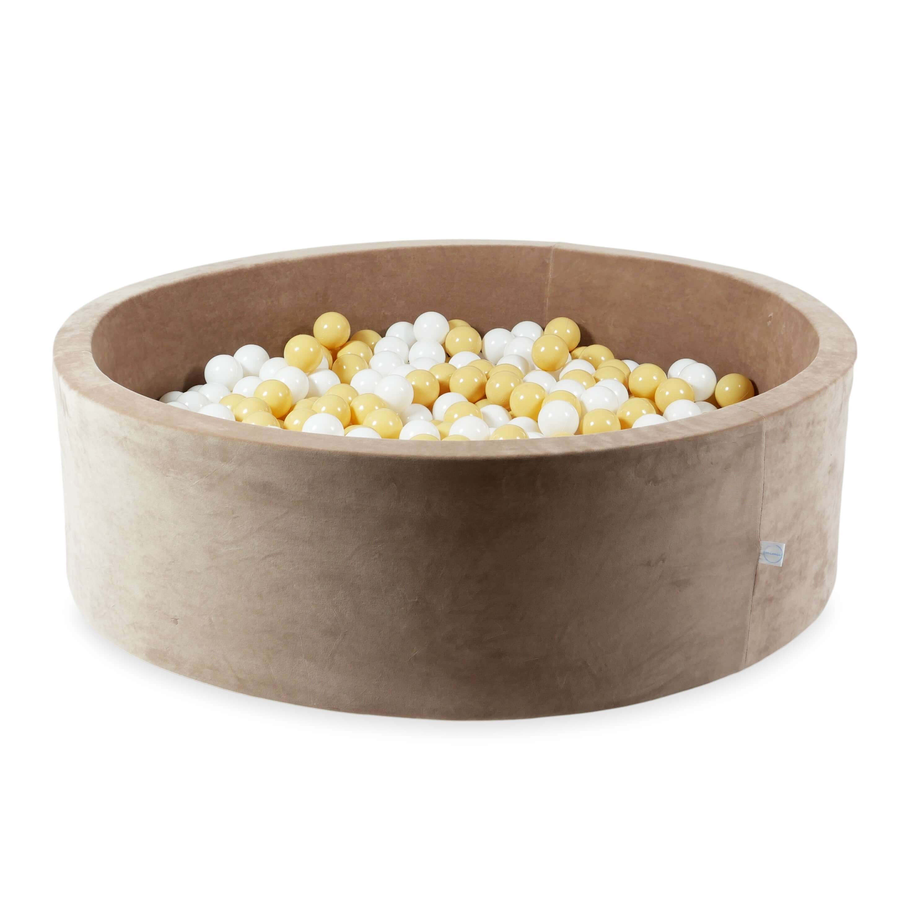 Velvet soft ball pit brown 130x40 cm with 700 balls