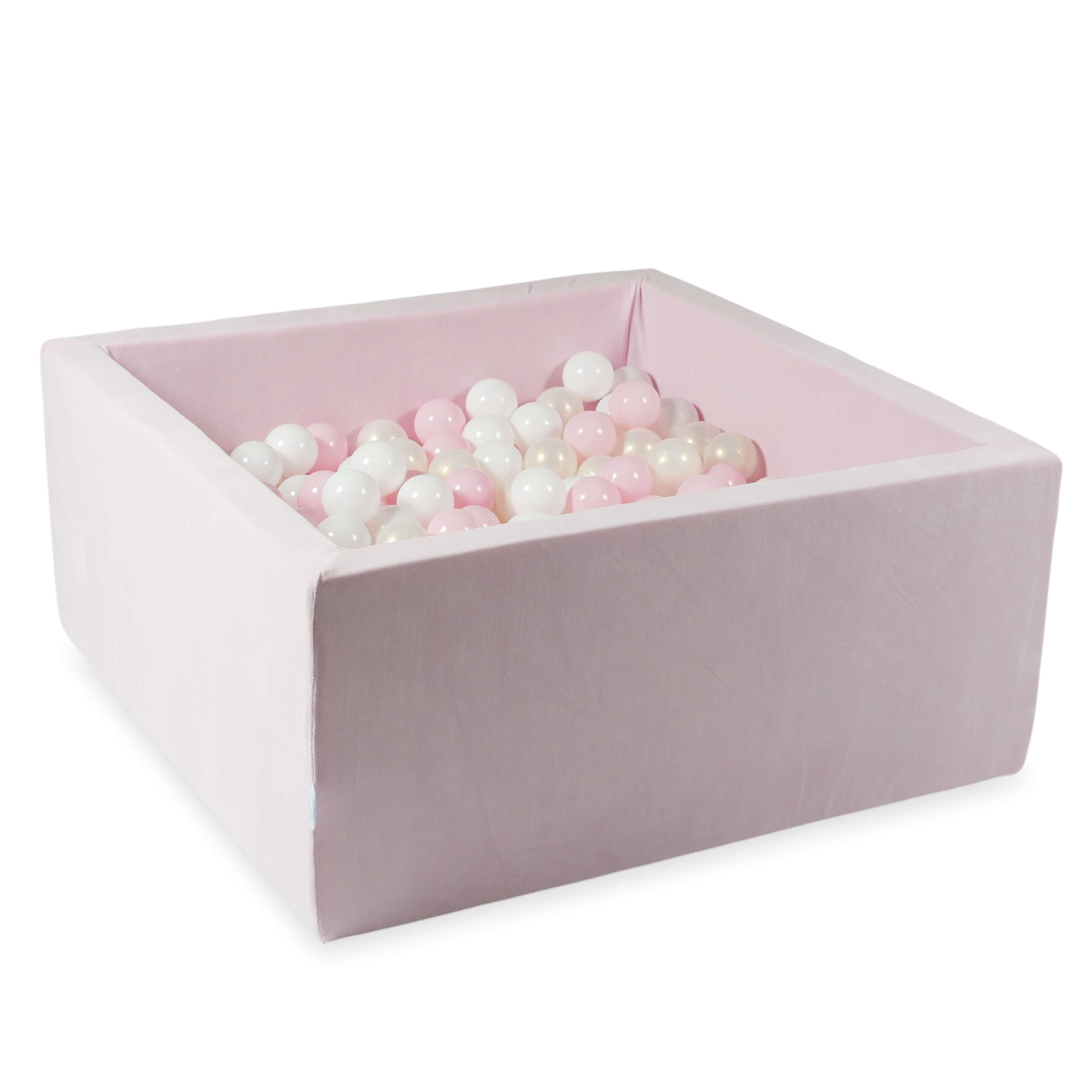 Bällebad quadratisch 90x90x40 cm aus Softvelvet Light Pink, 400 Bälle