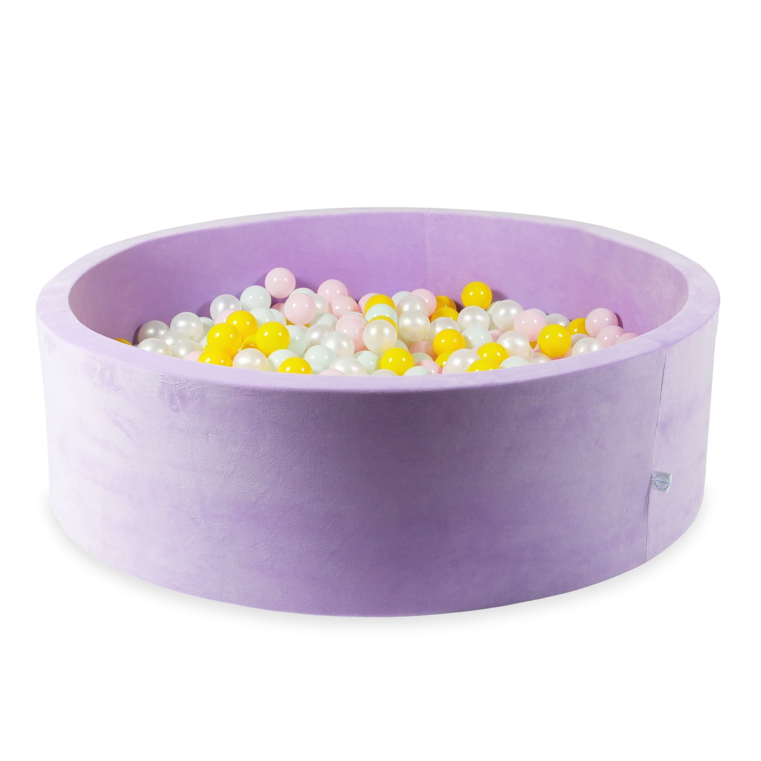Velvet soft ball pit lilac 130x40 cm with 700 balls