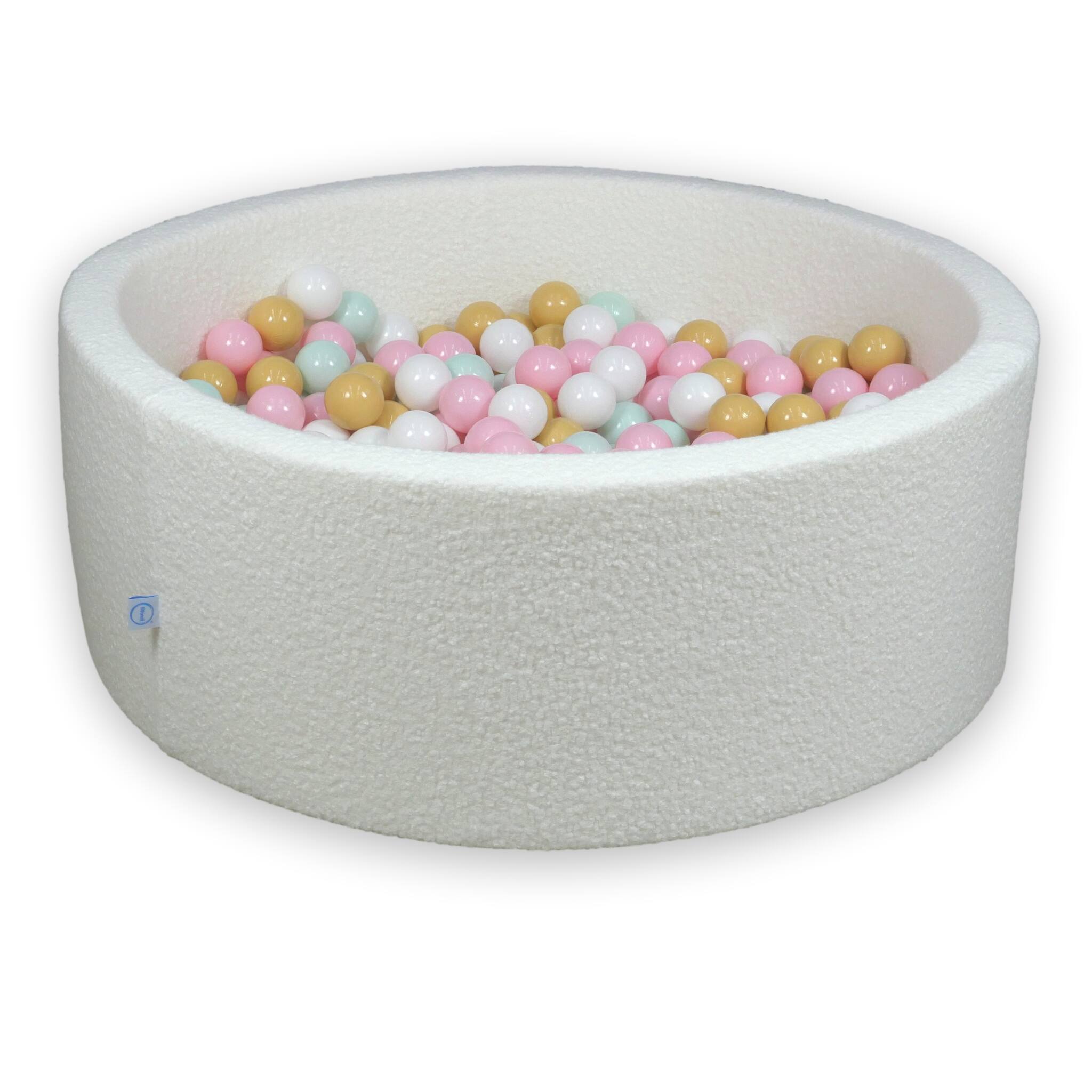 Ball pit in boucle White 110x40 cm with 500 balls