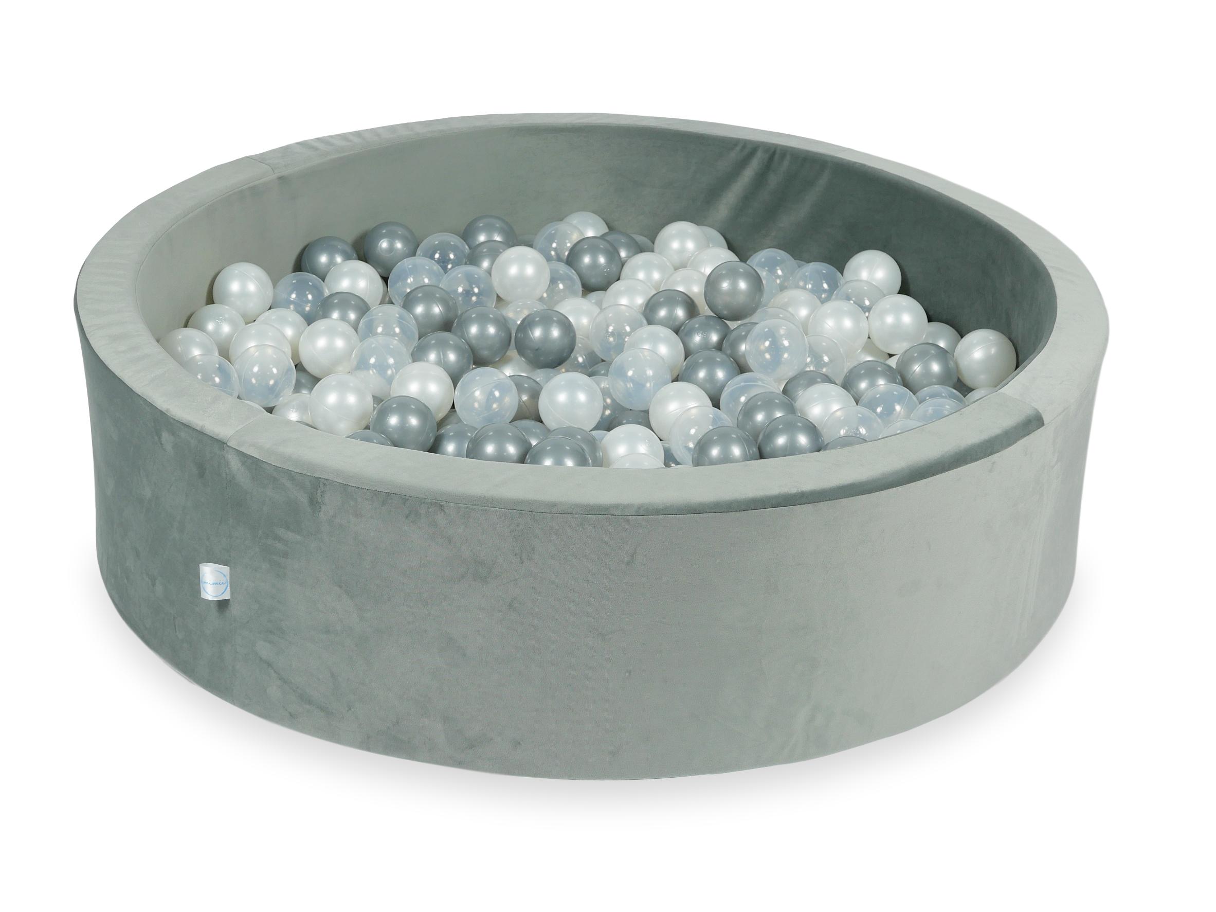 Velvet Ball Pit Velvet Gray 110x30 cm with 400 balls
