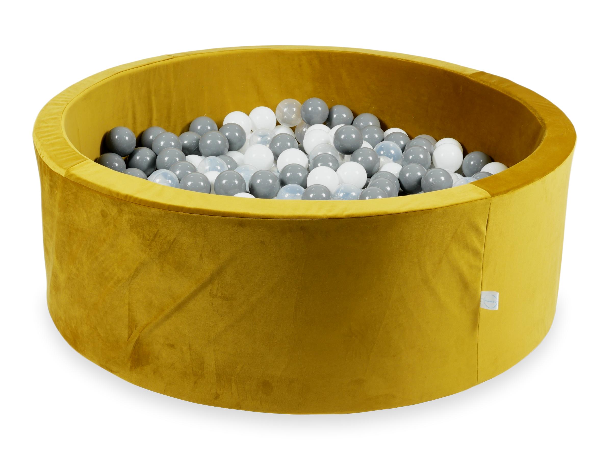 Bällebad aus Samt in Gold, 110x40 cm, mit 500 Bällen