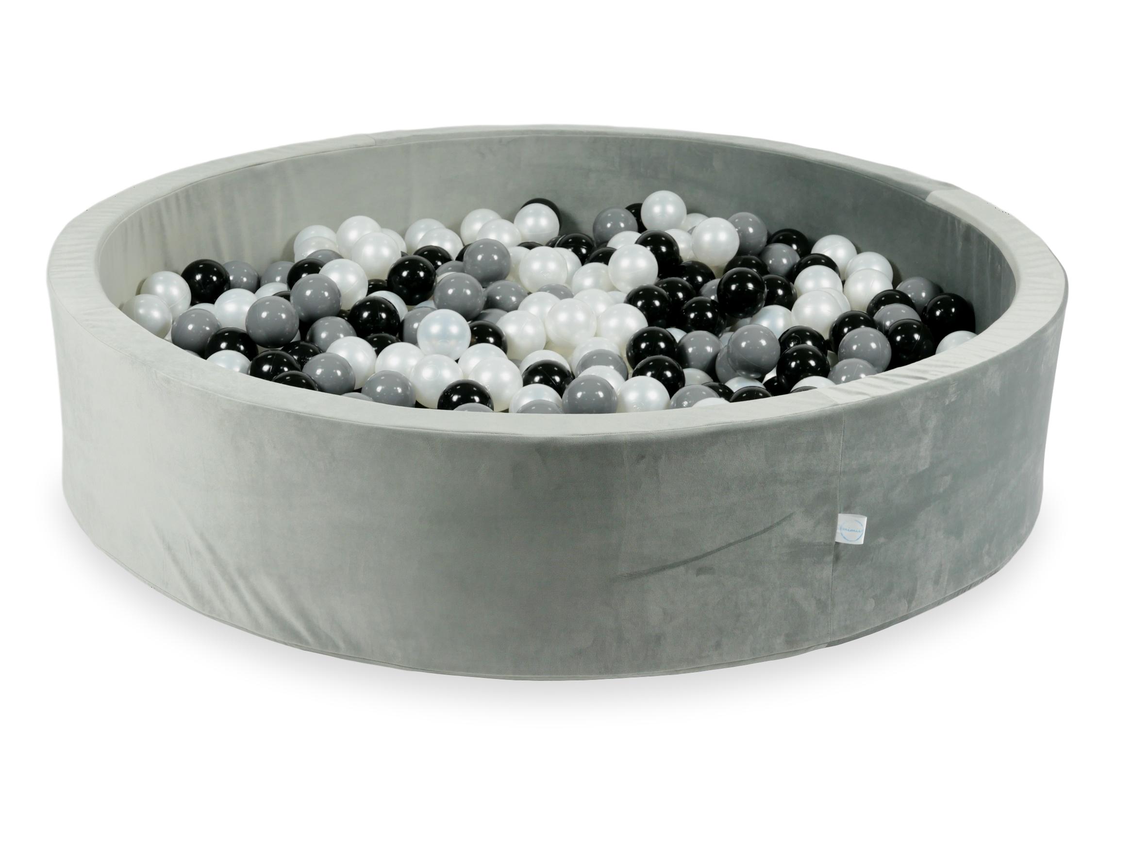 Gray velvet ball pit 130x30 cm with 600 balls