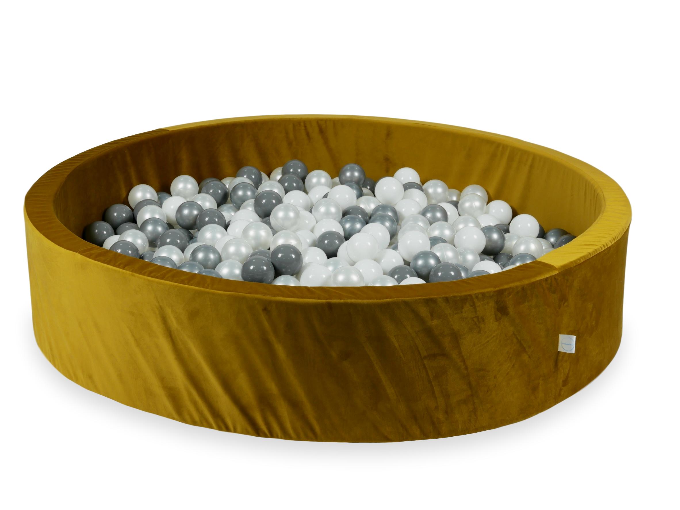 Gold velvet ball pit 130x30 cm with 600 balls