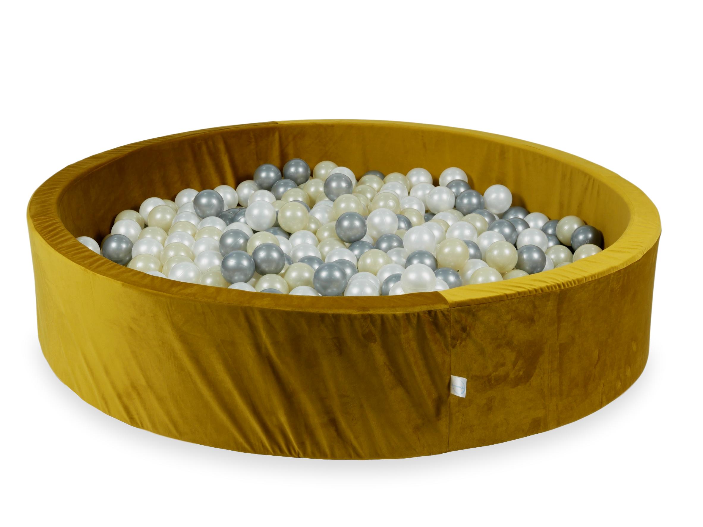 Gold velvet ball pit 130x30 cm with 600 balls