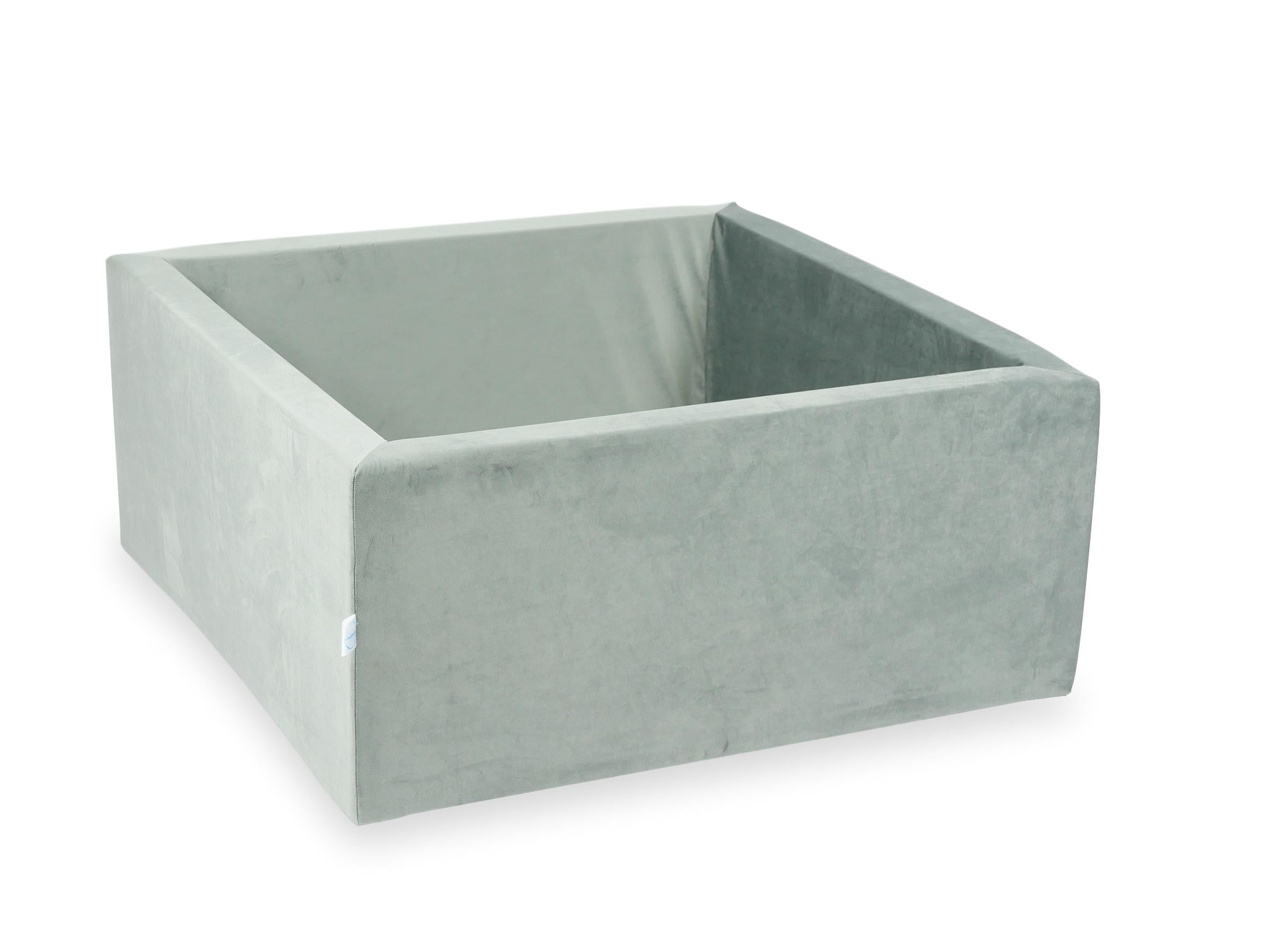 Bällebad quadratisch 90x90x40 cm Samt Grau ohne Bälle