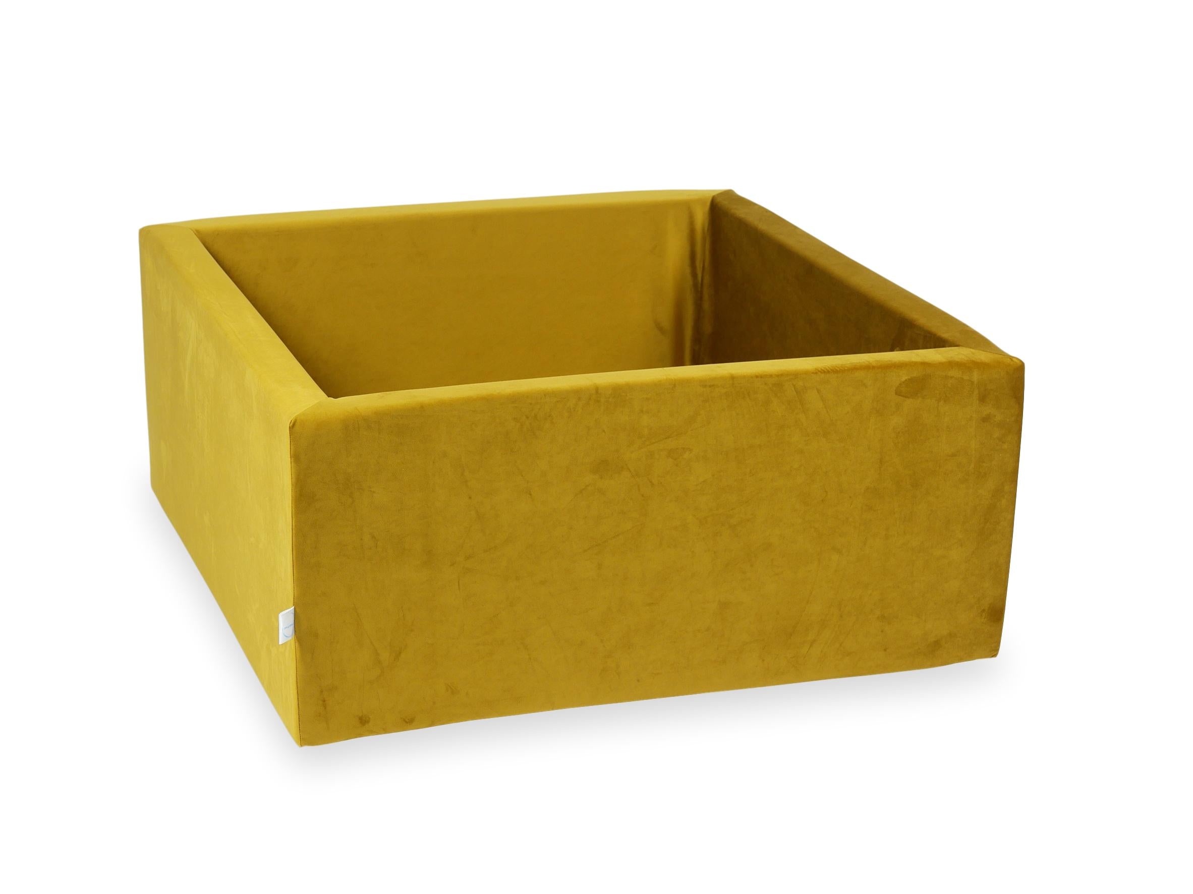 Quadratisches Bällebad 90x90x40 cm Samt gold ohne Bälle
