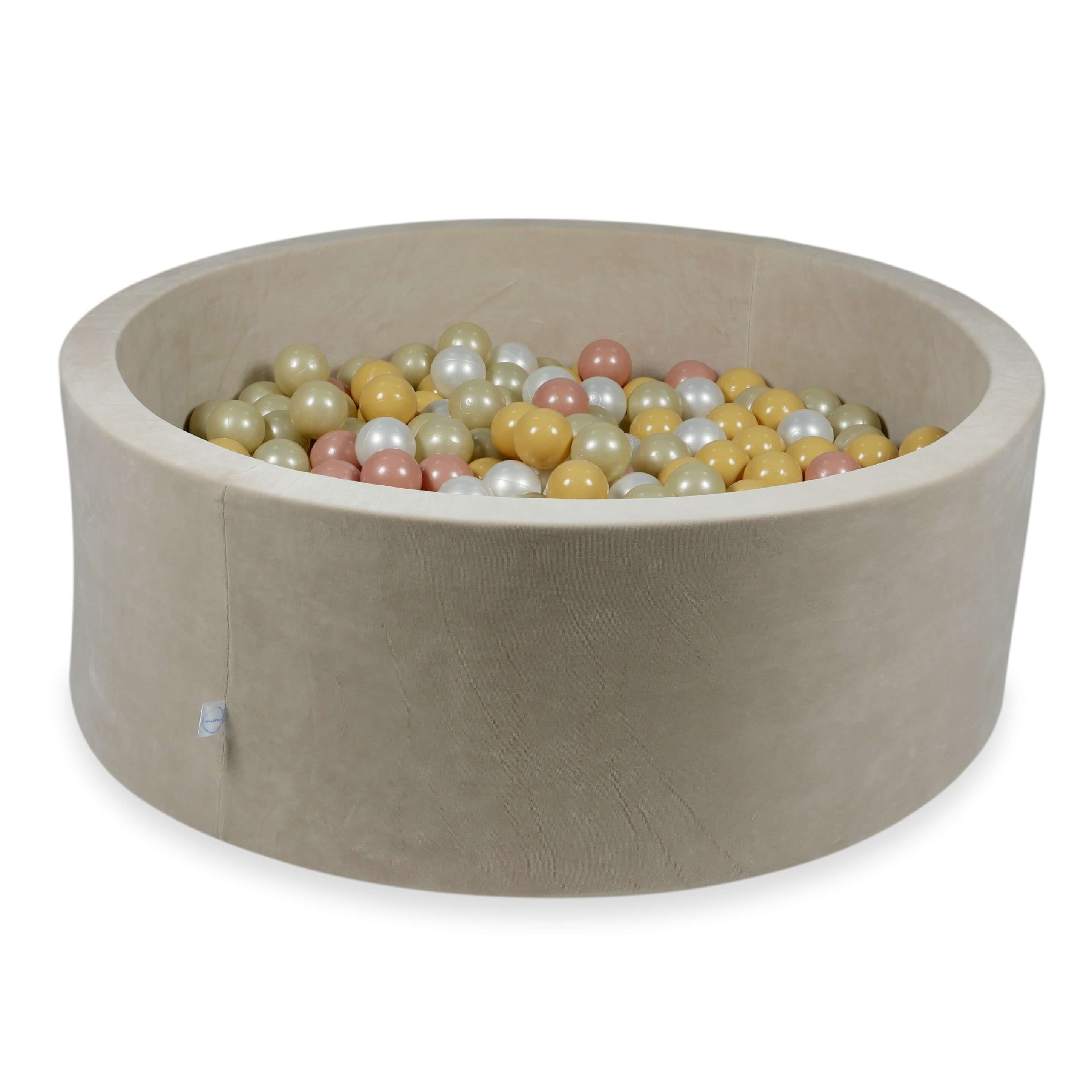 Ball Pit in velvet soft beige 110x40 cm with 500 balls