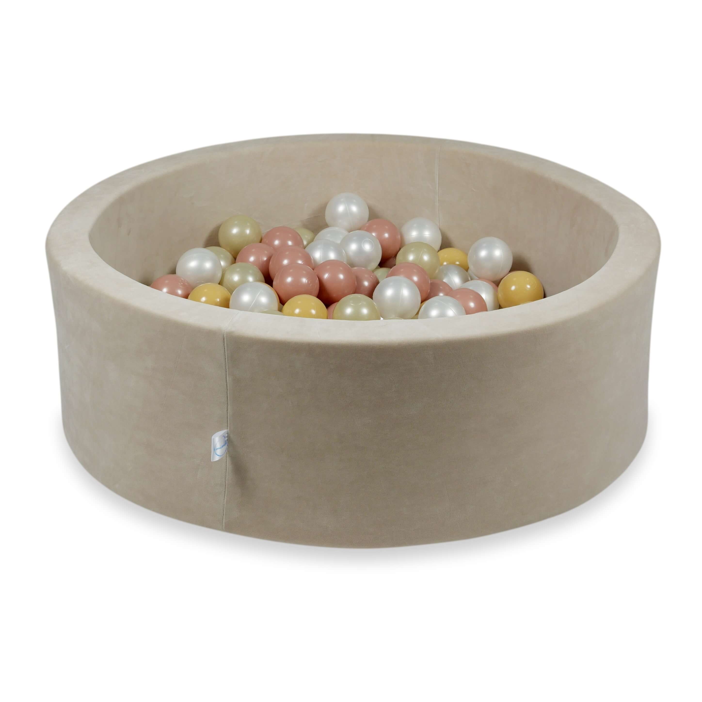 Ball pool in soft velvet beige 90x30 cm with 200 balls
