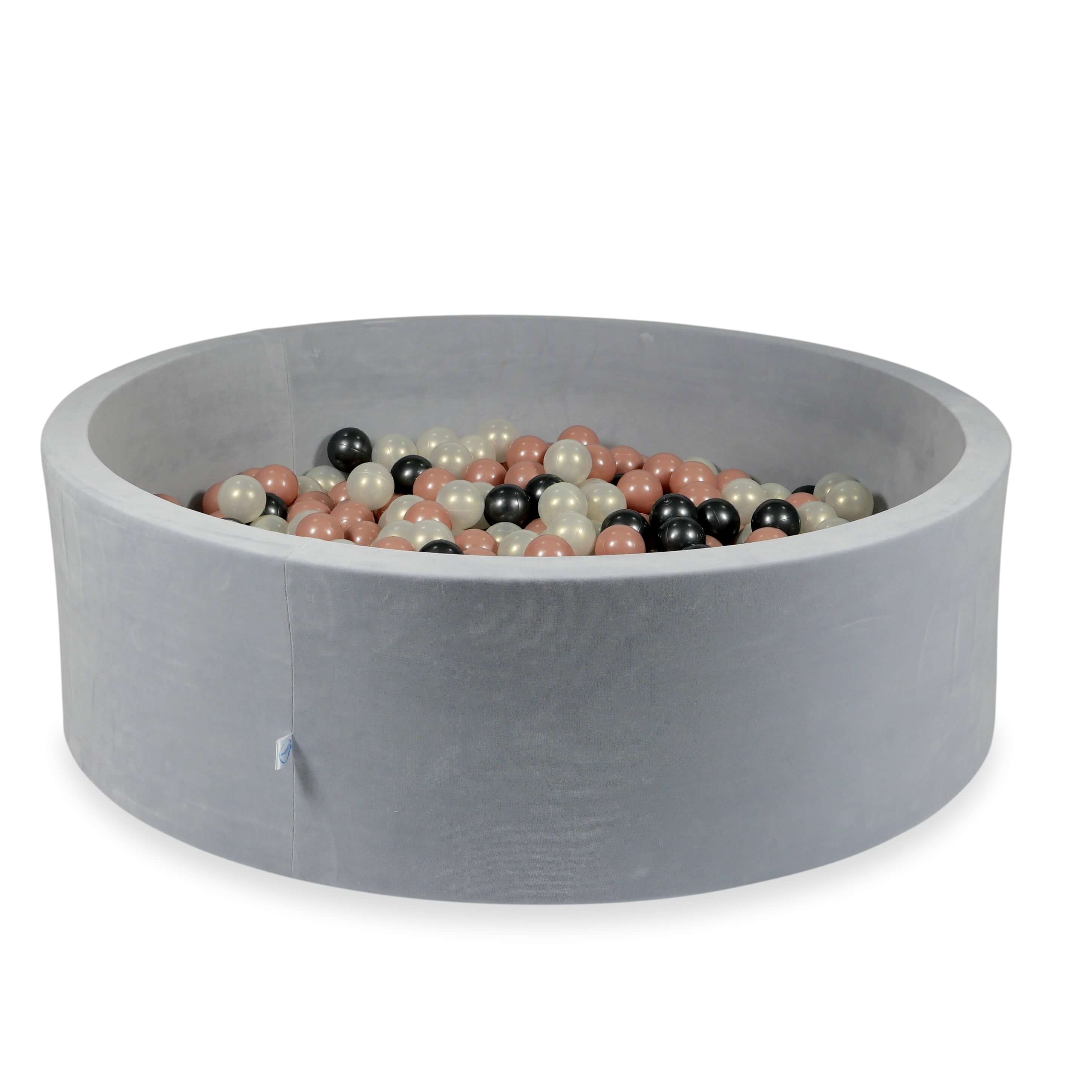 Velvet ball pit velvet soft light gray 130x40 cm with 700 balls