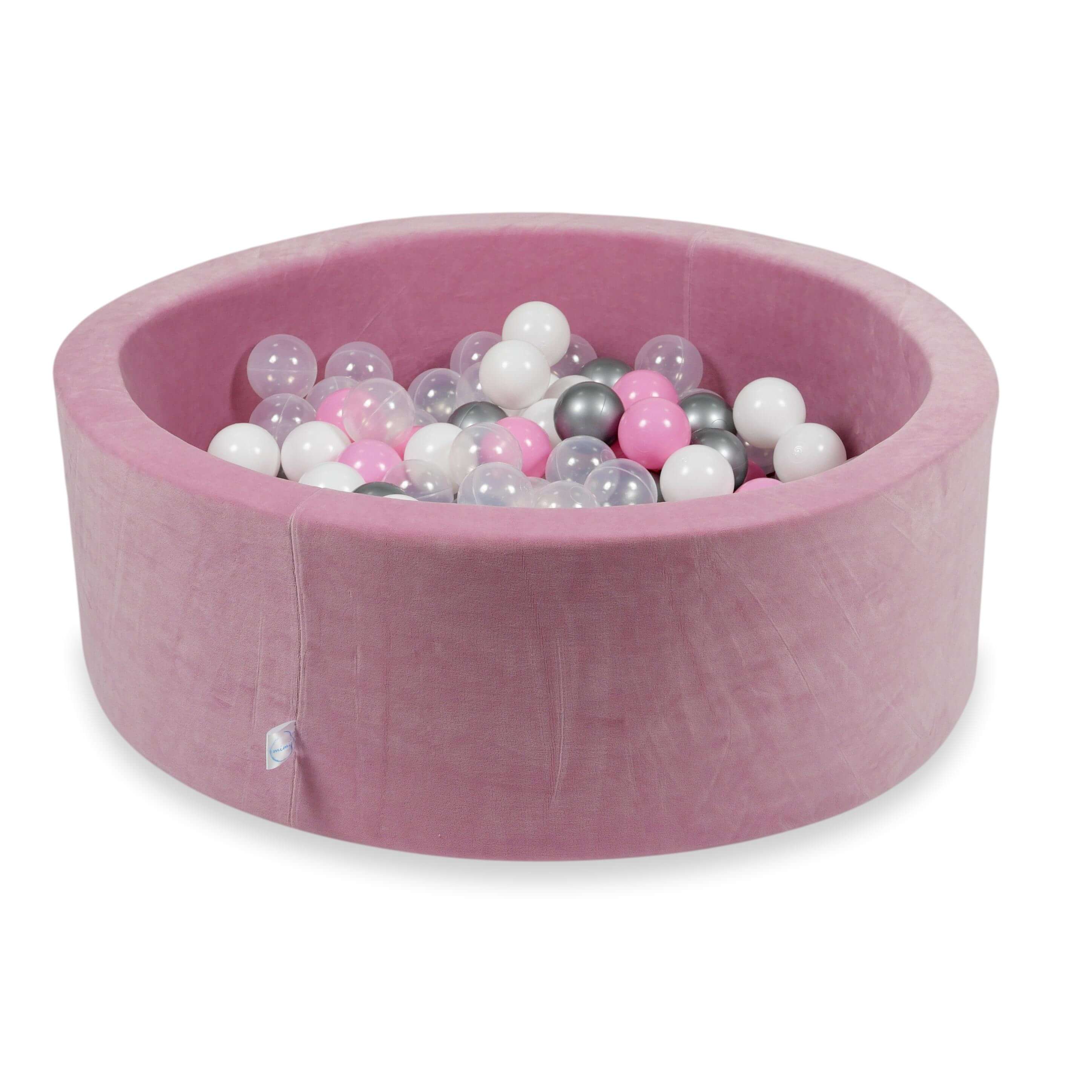 Ball pool in soft velvet pink 90x30 cm with 200 balls