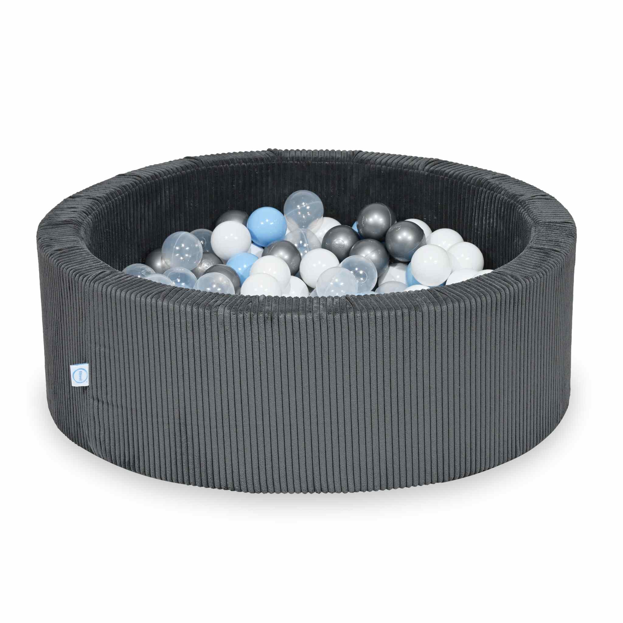 Ball Pit in corduroy graphite 90x30 cm with 200 balls