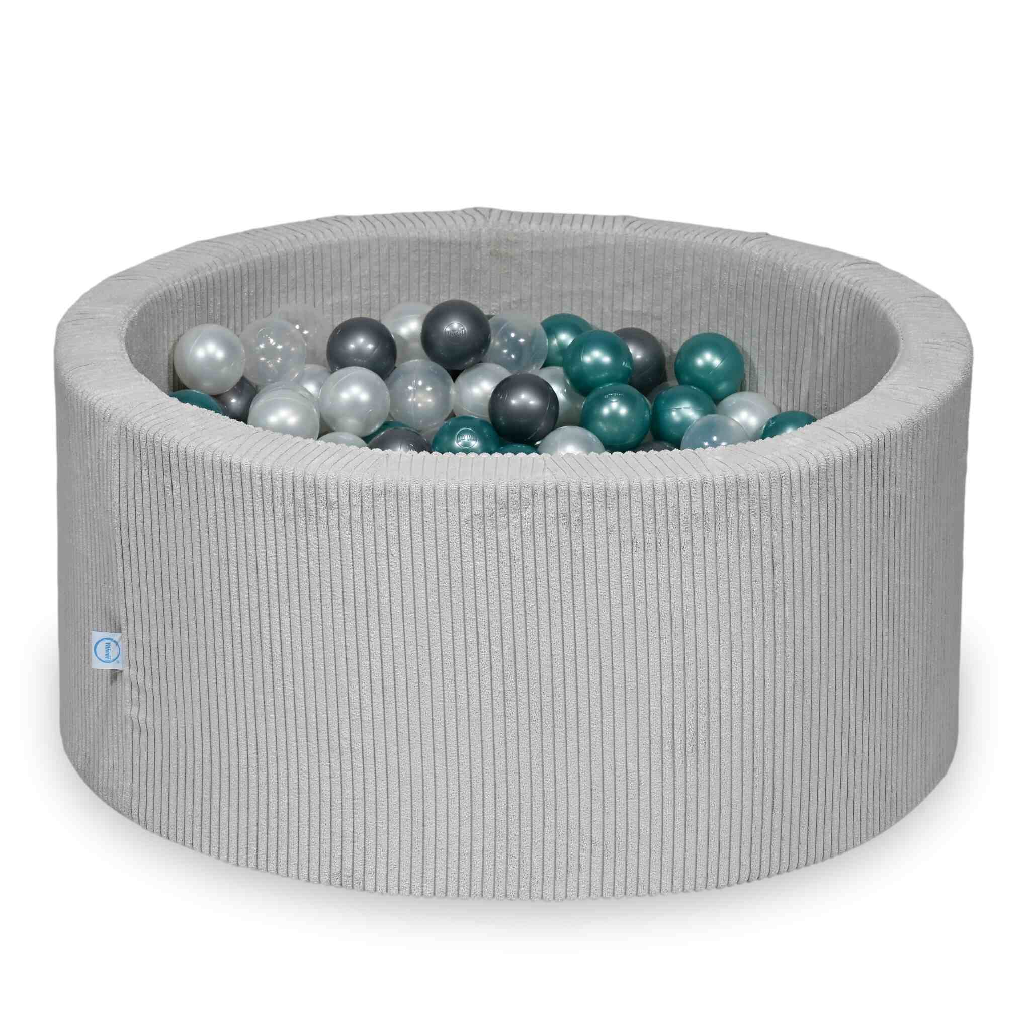 Ball Pit in corduroy grey 90x40 cm with 300 balls