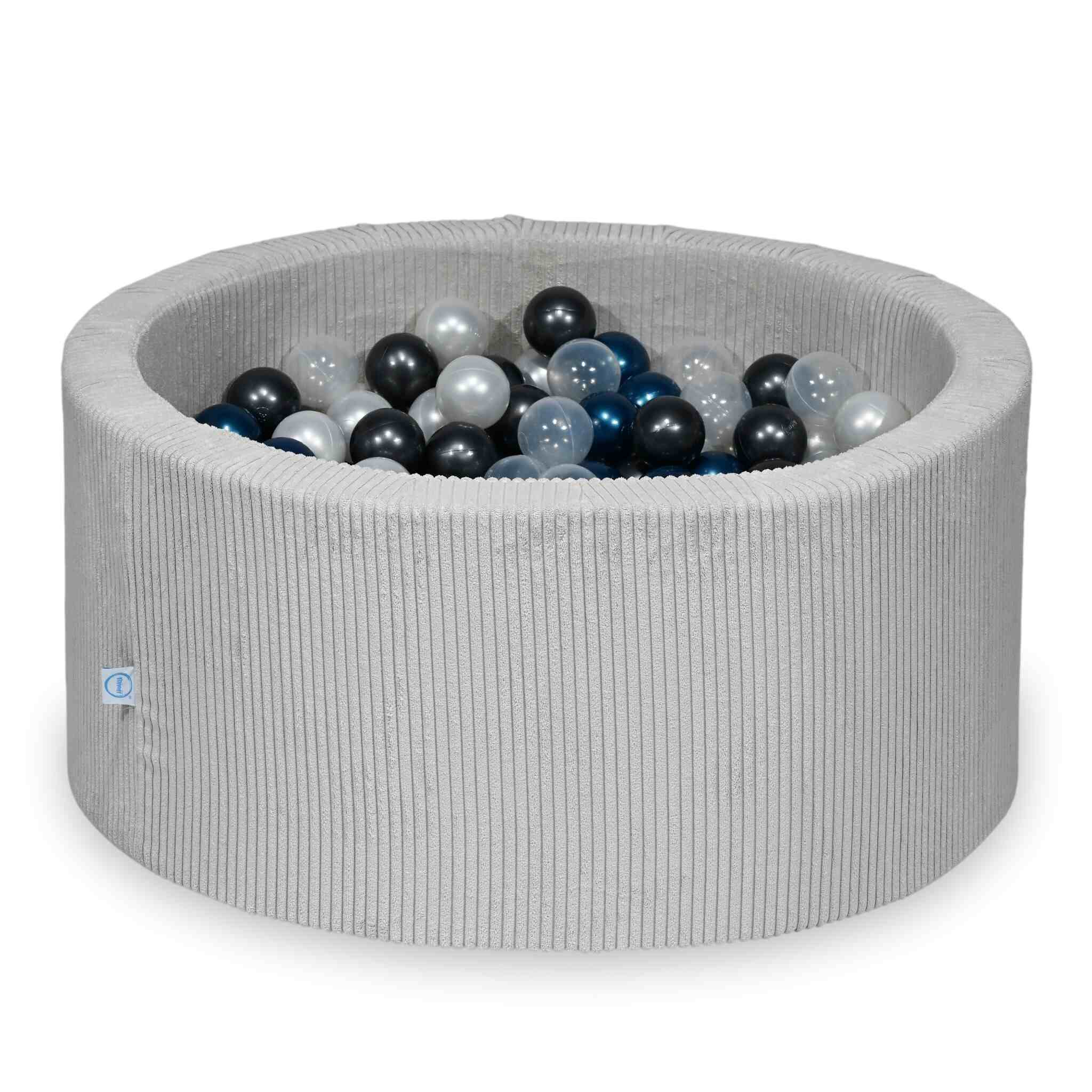 Ball Pit in corduroy grey 90x40 cm with 300 balls