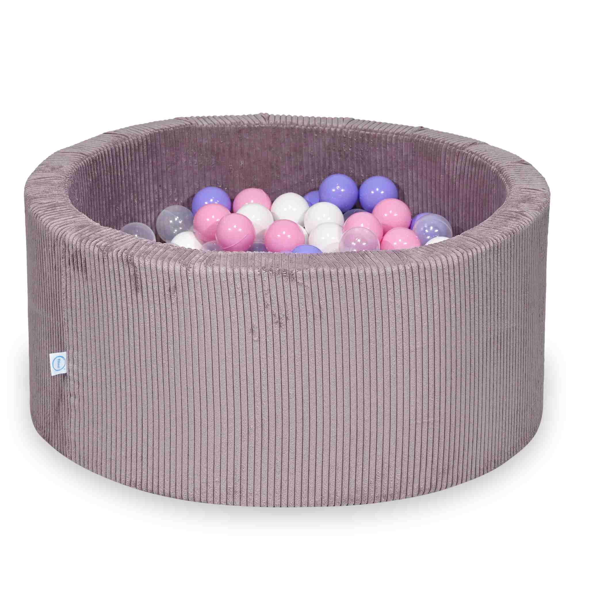 Ball Pit in corduroy lavender 90x40 cm with 300 balls