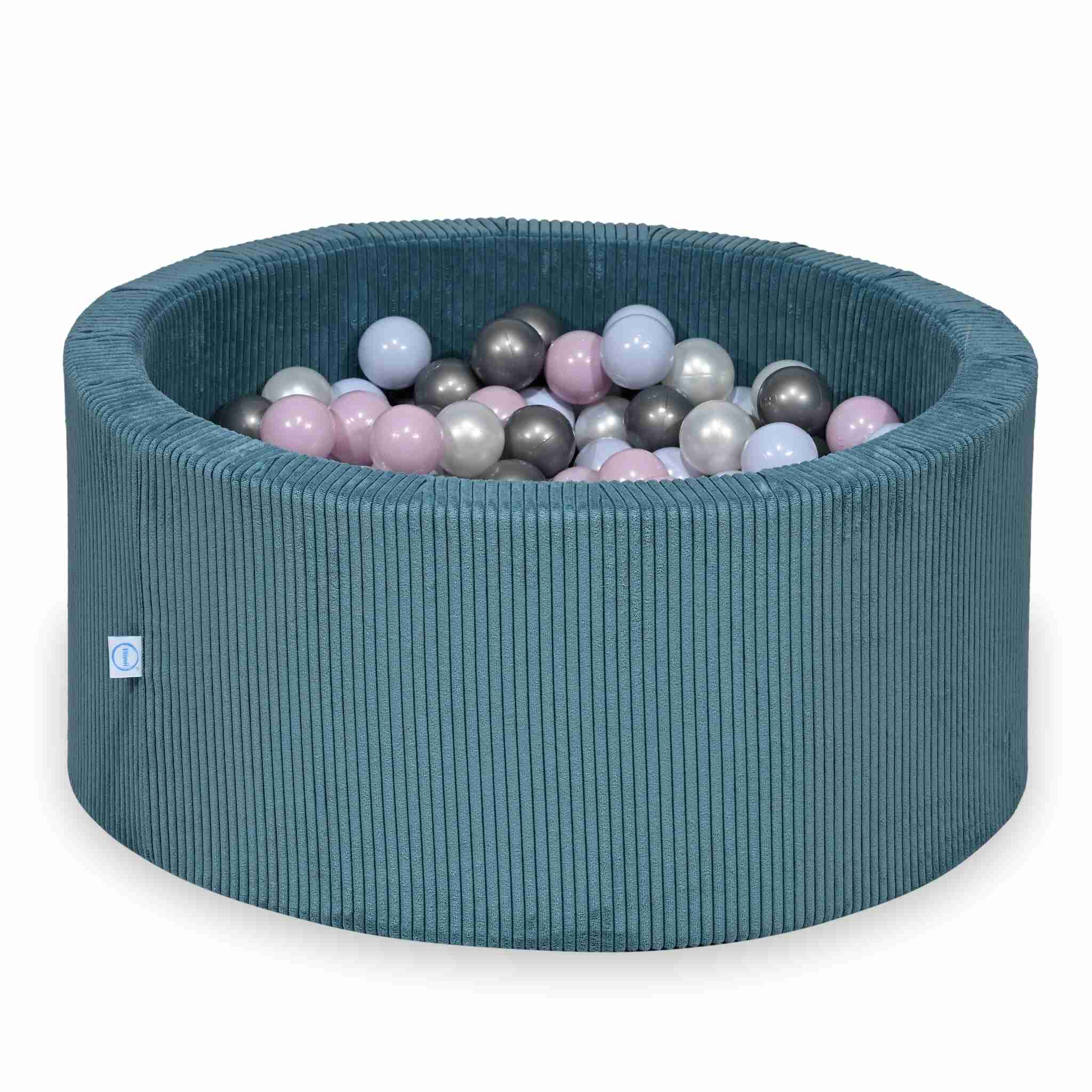 Ball Pit in corduroy blue 90x40 cm with 300 balls