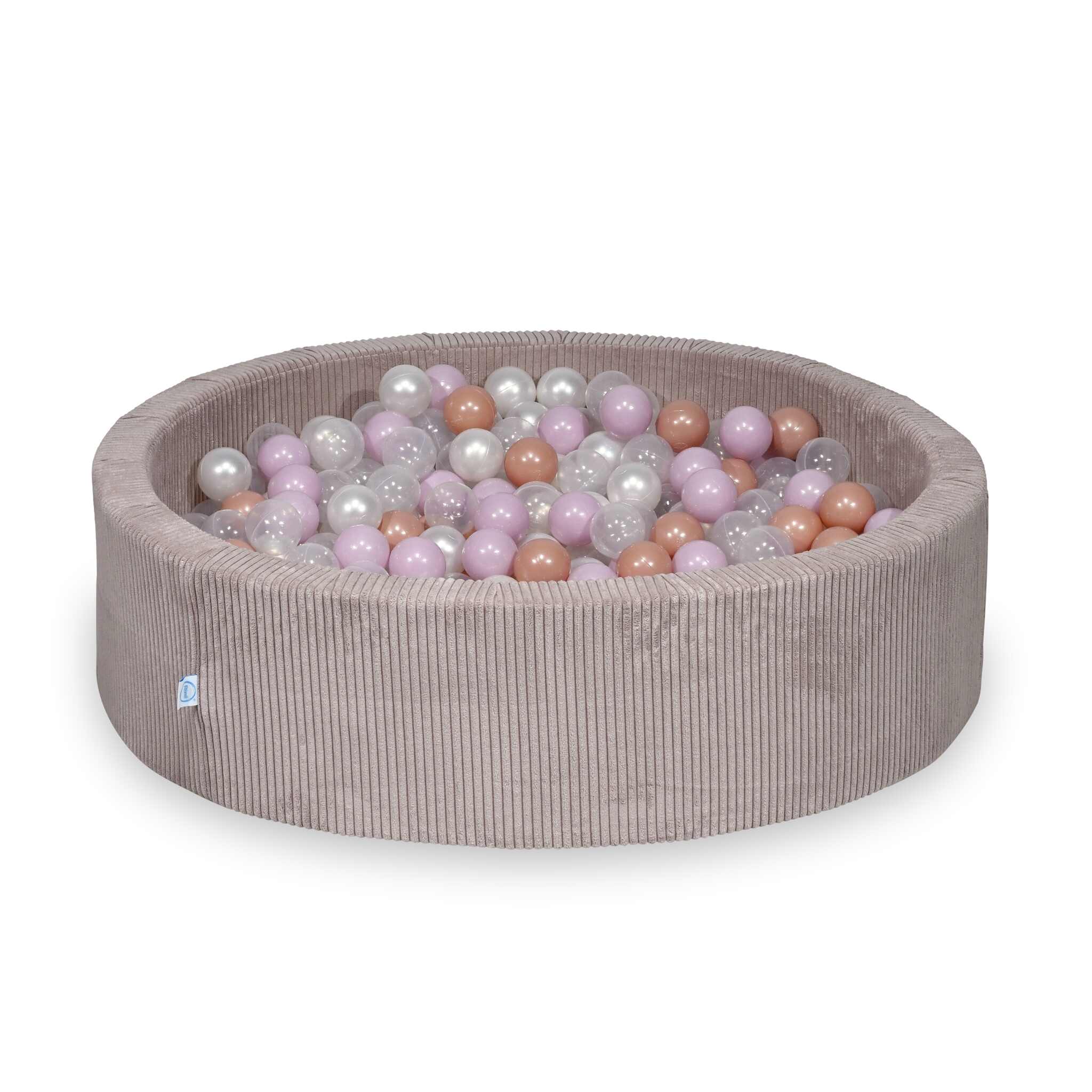 Ball Pit in corduroy light pink 110x30 cm with 400 balls