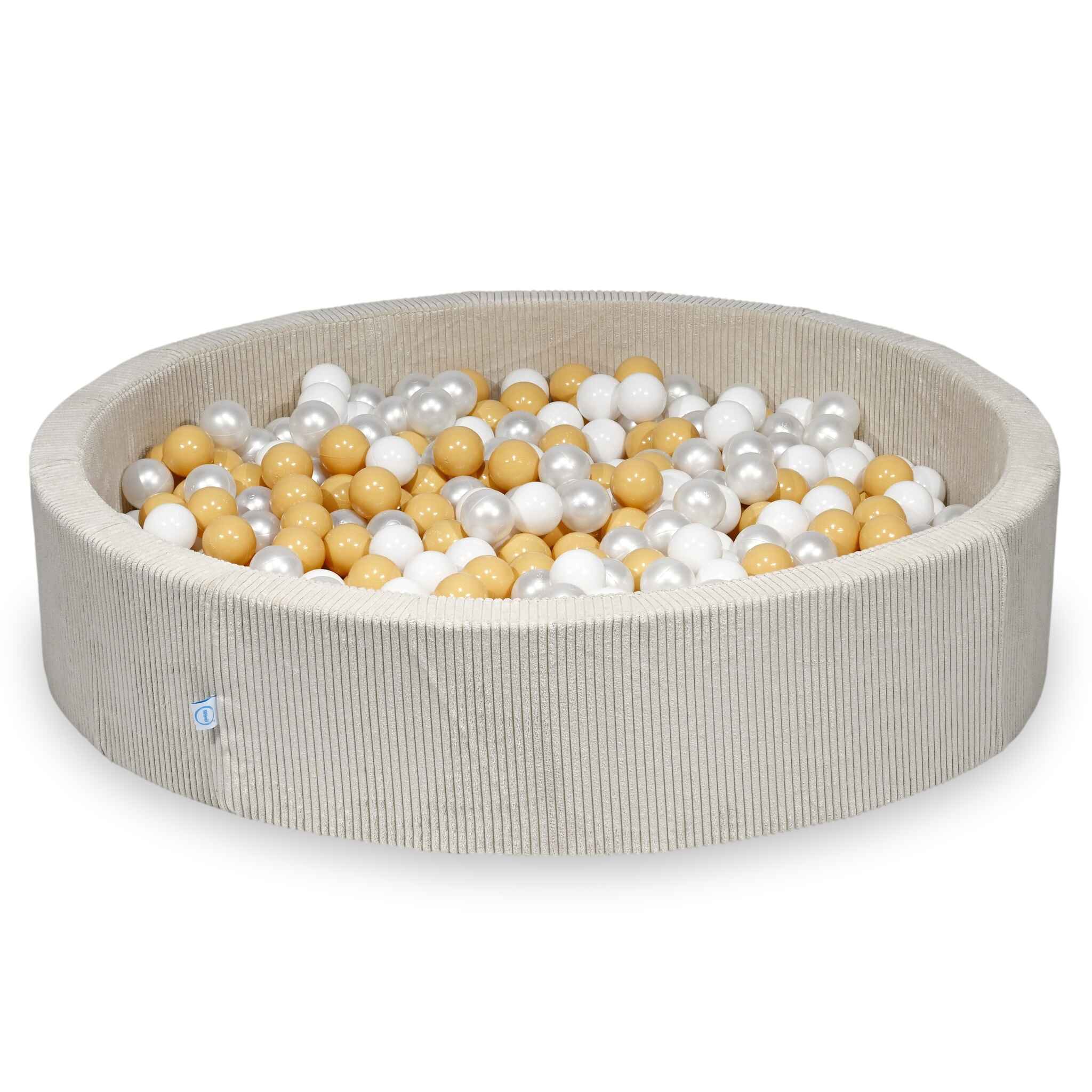 Ball Pit in corduroy beige 130x30 cm with 600 balls
