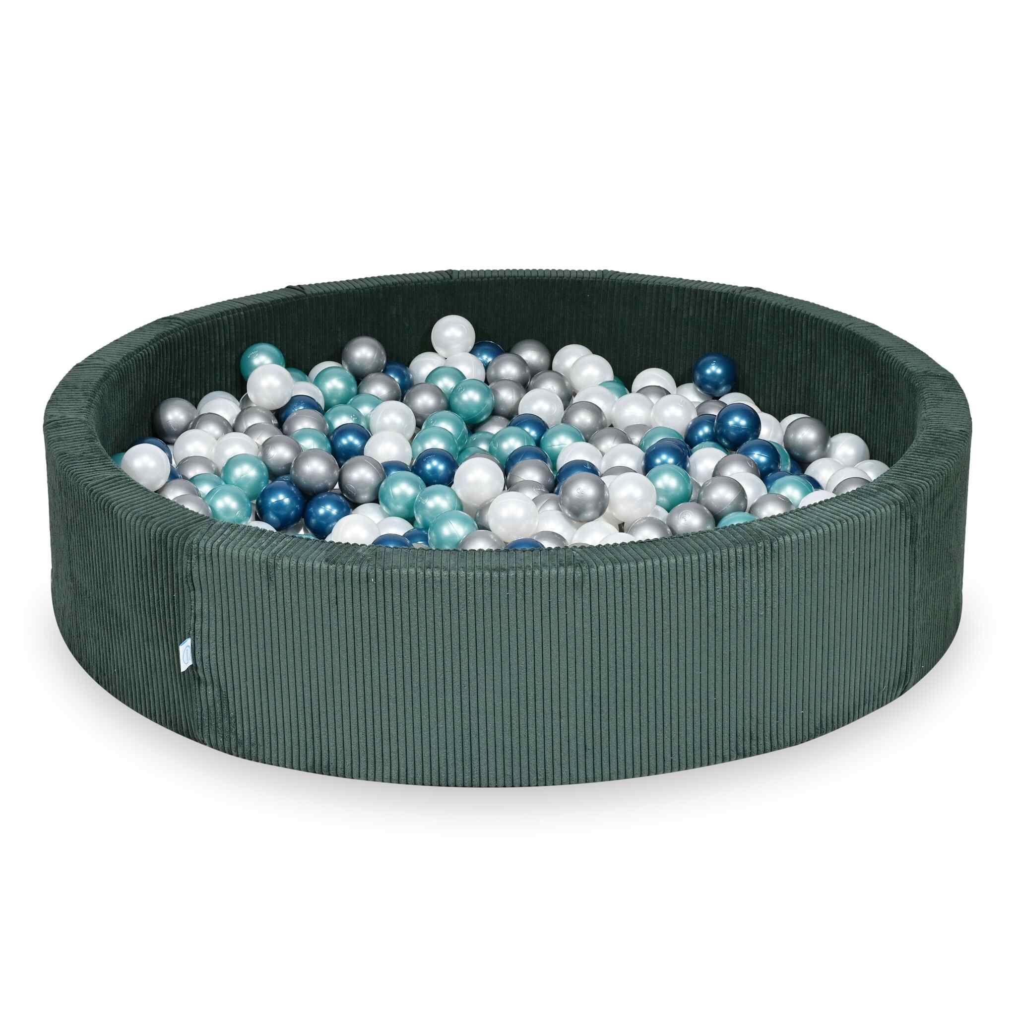 Piscina con palline in velluto a coste verde 130x30 cm con 600 palline